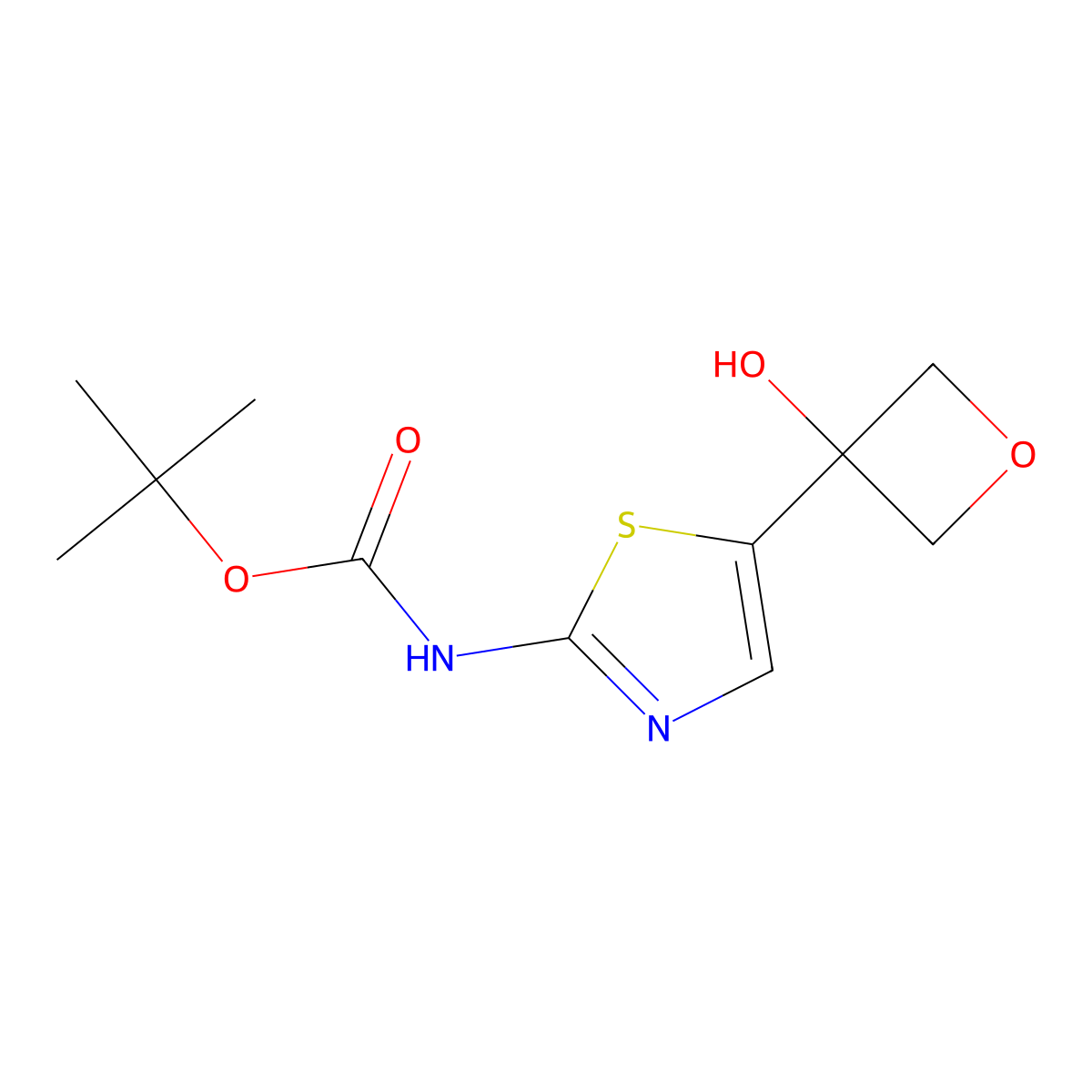 tert-butyl N-[5-(3-hydroxyoxetan-3-yl)-1,3-thiazol-2-yl]carbamate molecular structure, CAS 2408971-87-7