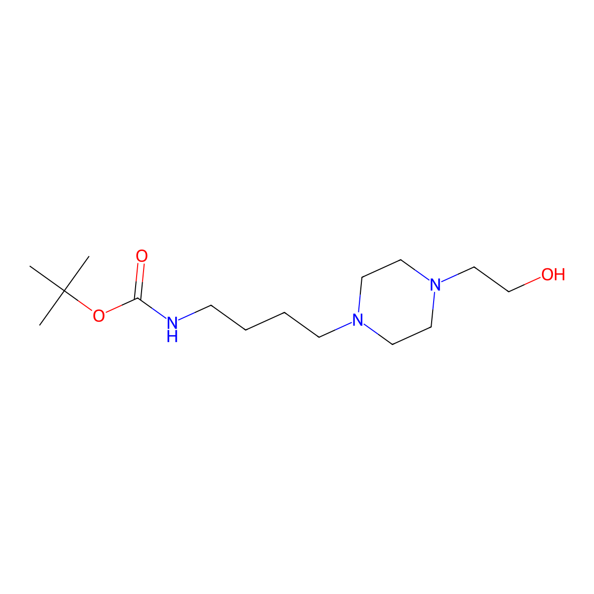 tert-butyl N-{4-[4-(2-hydroxyethyl)piperazin-1-yl]butyl}carbamate molecular structure, CAS 2408971-93-5