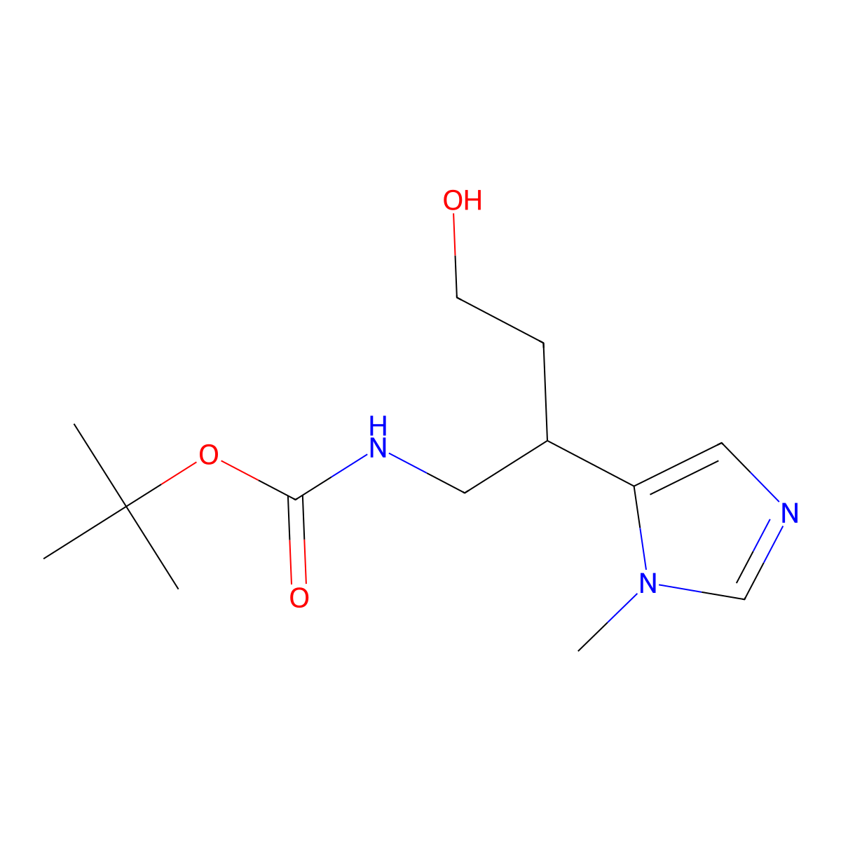tert-butyl N-[4-hydroxy-2-(1-methyl-1H-imidazol-5-yl)butyl]carbamate molecular structure, CAS 2408971-94-6