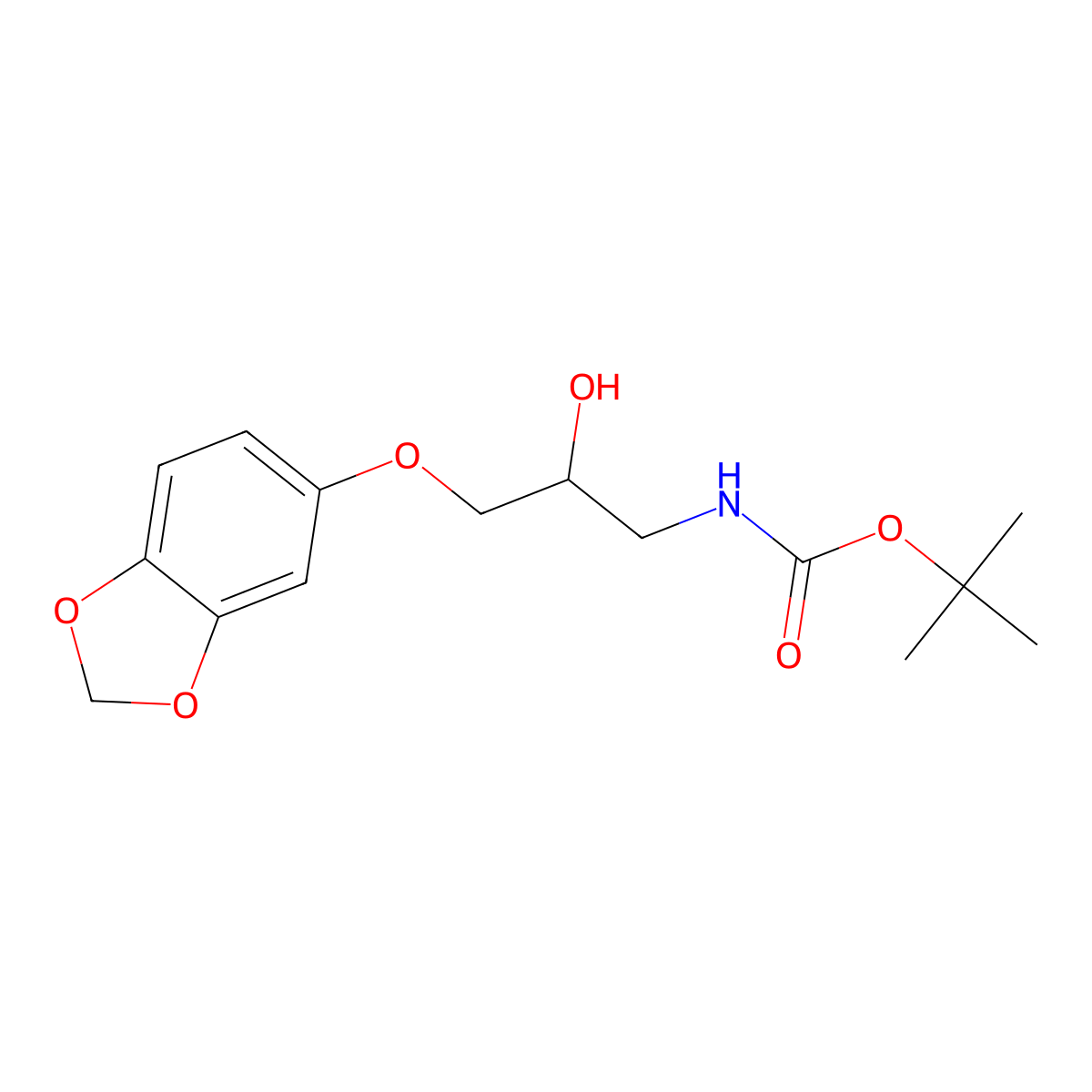 tert-butyl N-[3-(1,3-dioxaindan-5-yloxy)-2-hydroxypropyl]carbamate molecular structure, CAS 2408972-12-1