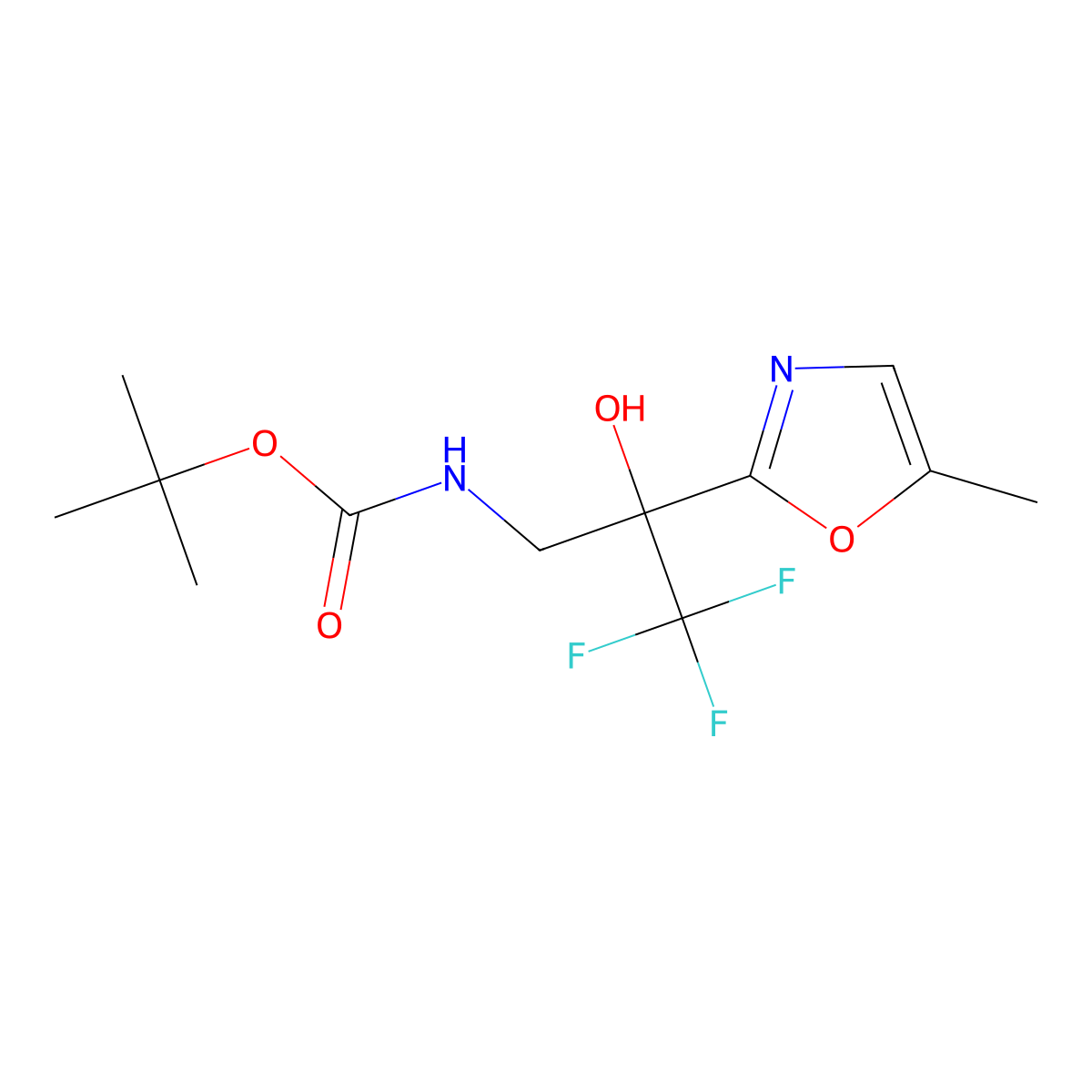 tert-butyl N-[3,3,3-trifluoro-2-hydroxy-2-(5-methyl-1,3-oxazol-2-yl)propyl]carbamate molecular structure, CAS 2408972-14-3