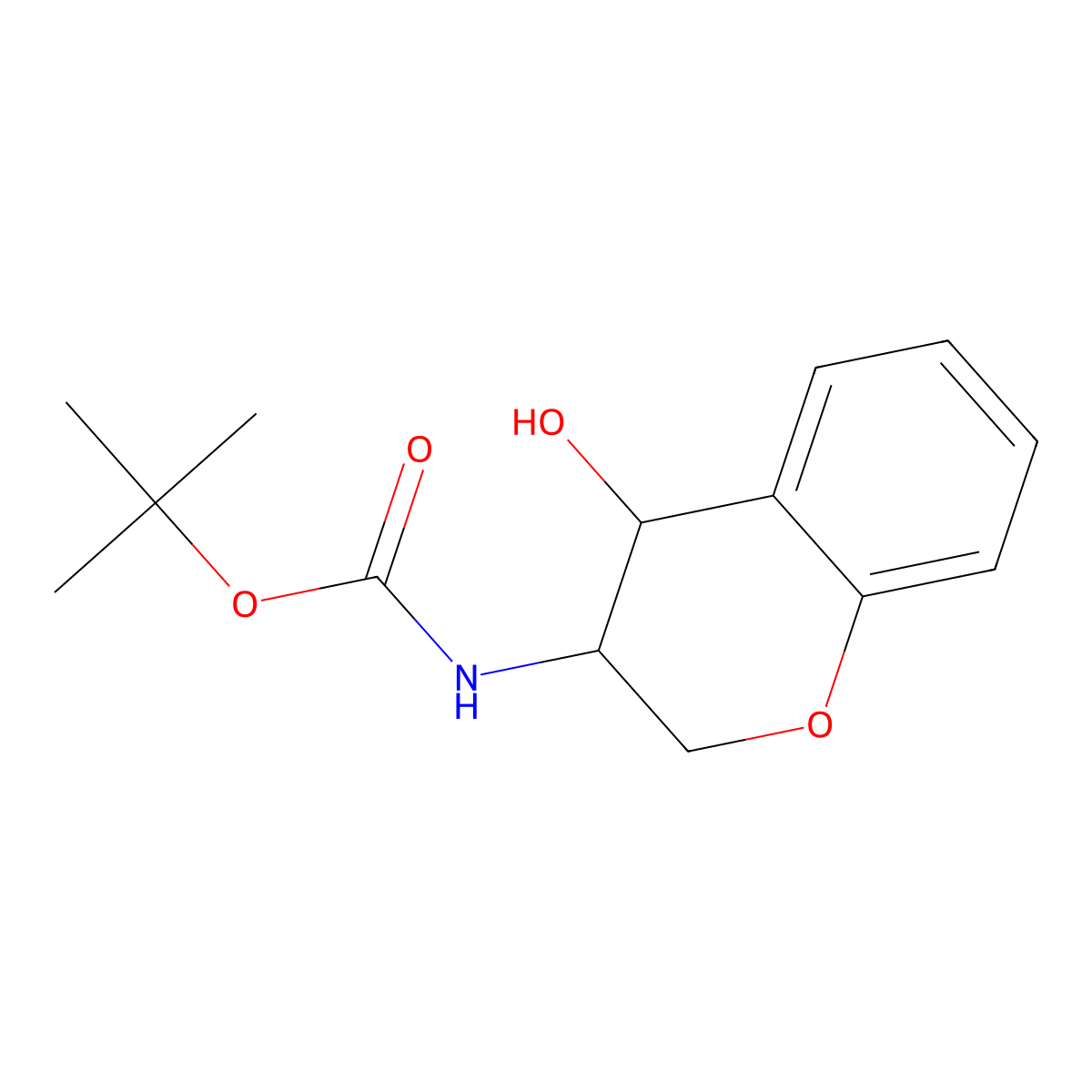 tert-butyl N-(4-hydroxy-3,4-dihydro-2H-1-benzopyran-3-yl)carbamate molecular structure, CAS 2408972-21-2