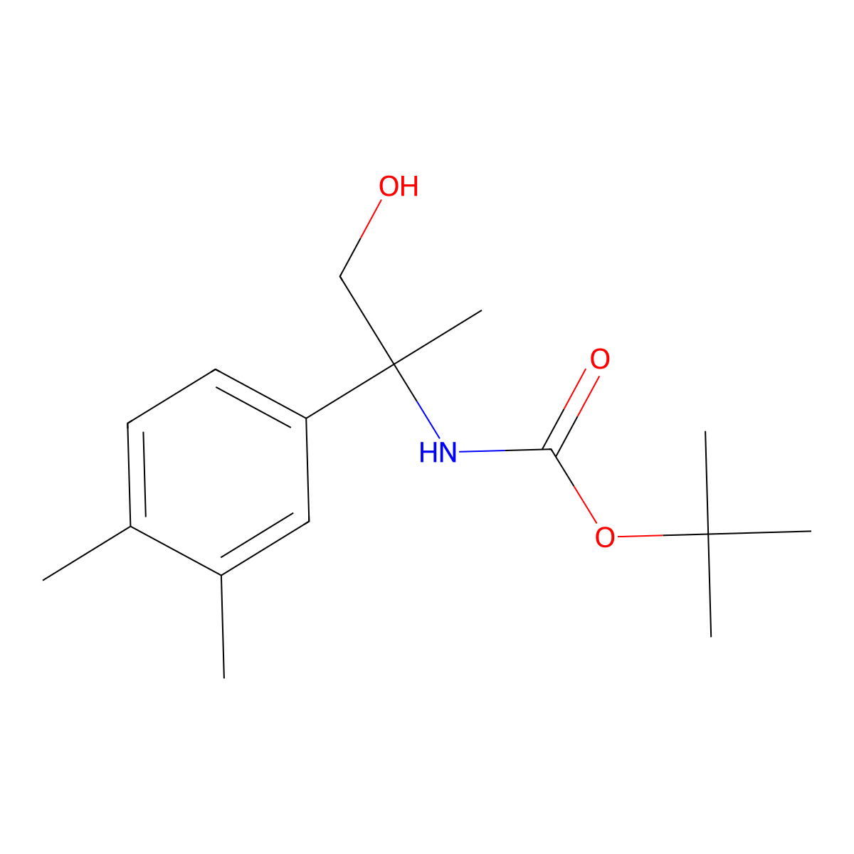 tert-butyl N-[2-(3,4-dimethylphenyl)-1-hydroxypropan-2-yl]carbamate molecular structure, CAS 2408972-23-4