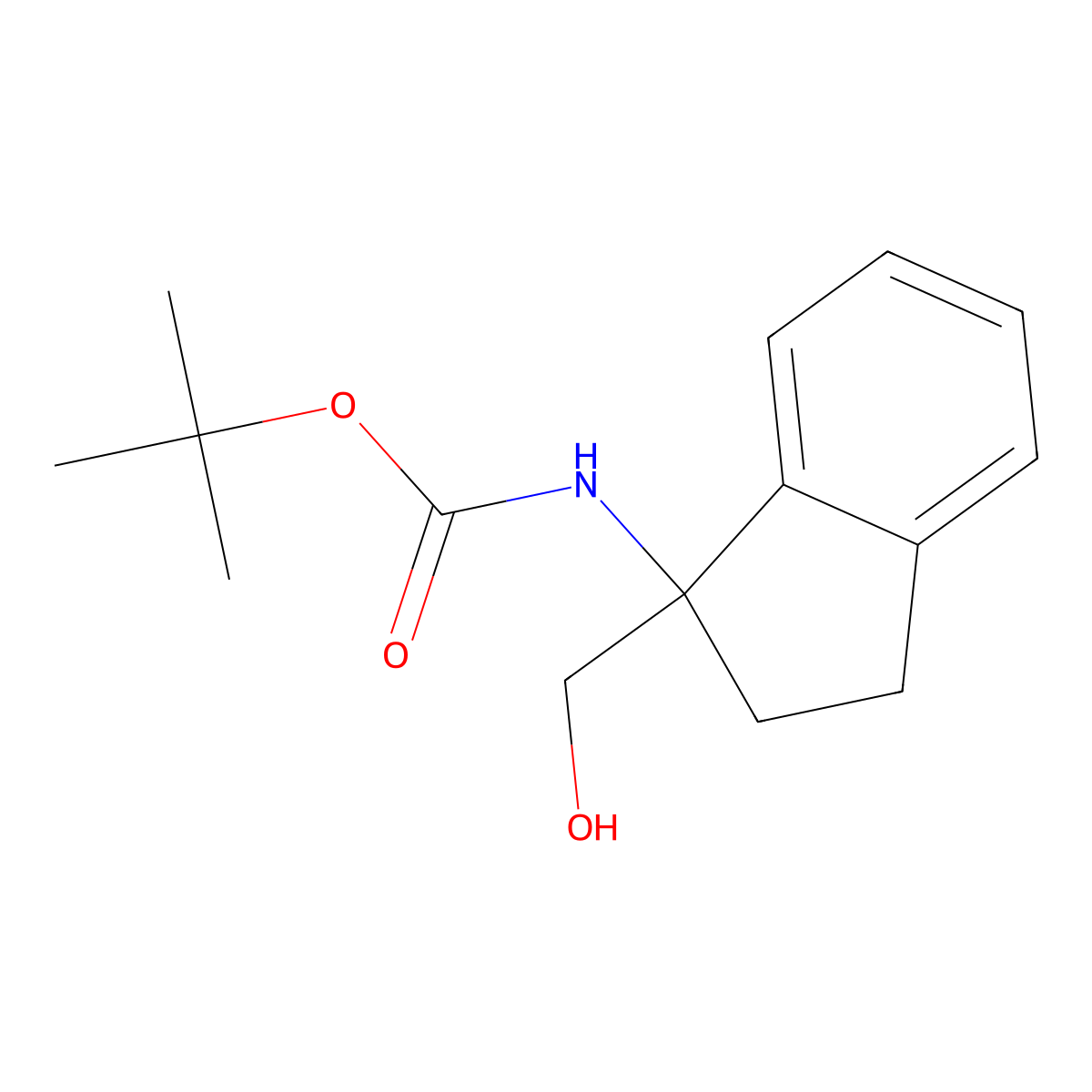 tert-butyl N-[1-(hydroxymethyl)-2,3-dihydro-1H-inden-1-yl]carbamate molecular structure, CAS 2408972-30-3