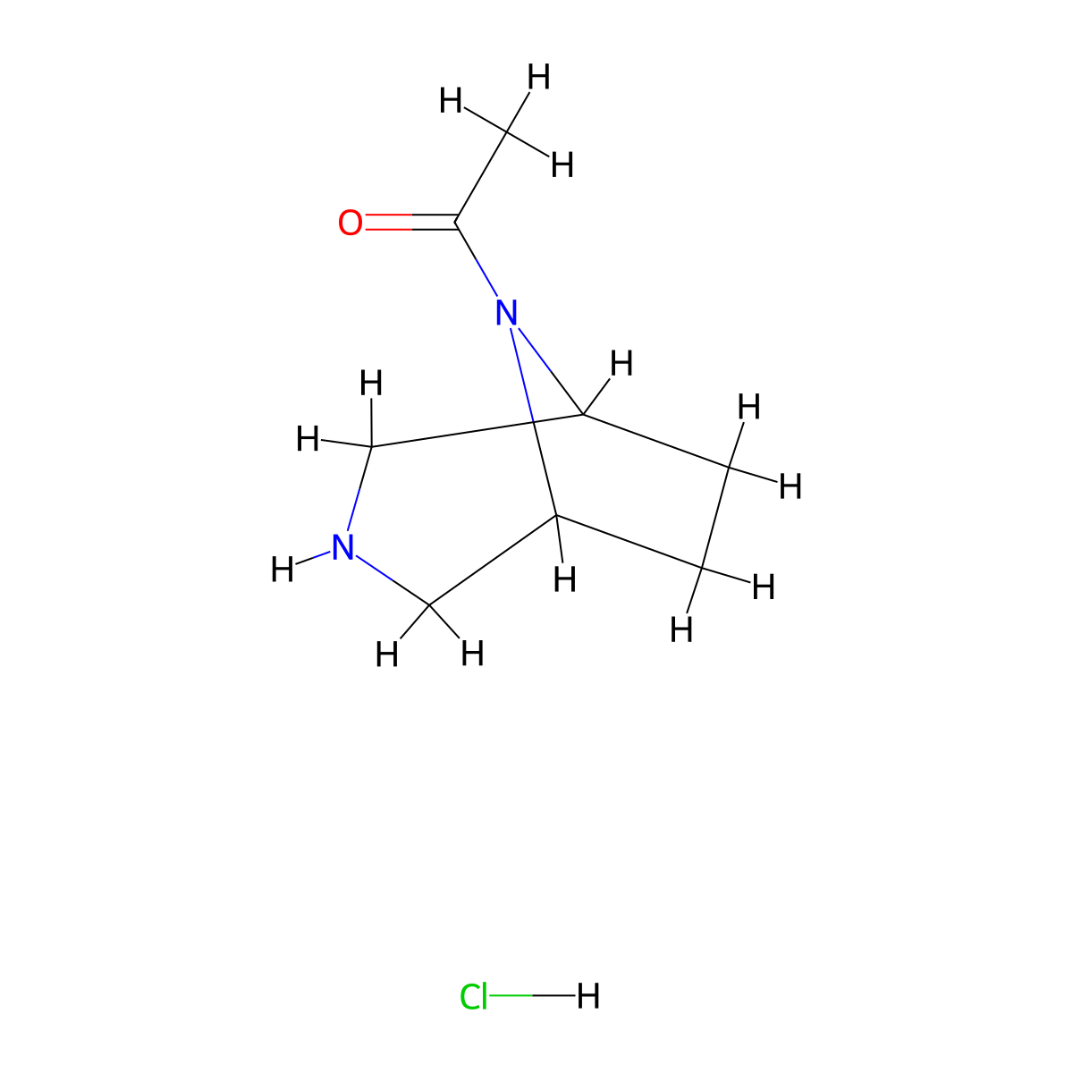 1-{3,8-Diazabicyclo[3.2.1]octan-8-yl}ethan-1-one hydrochloride molecular structure, CAS 2408972-35-8