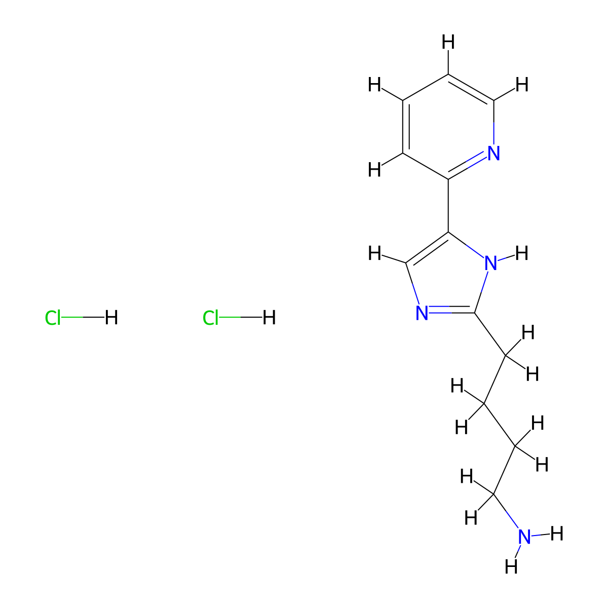 4-[5-(pyridin-2-yl)-1H-imidazol-2-yl]butan-1-aminedihydrochloride molecular structure, CAS 2408972-44-9