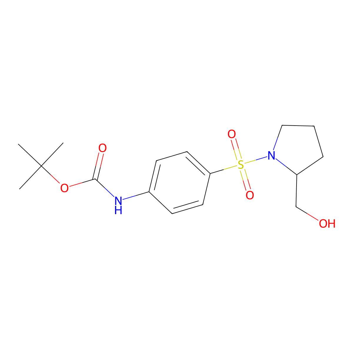 tert-butyl N-(4-{[2-(hydroxymethyl)pyrrolidin-1-yl]sulfonyl}phenyl)carbamate molecular structure, CAS 2408972-46-1