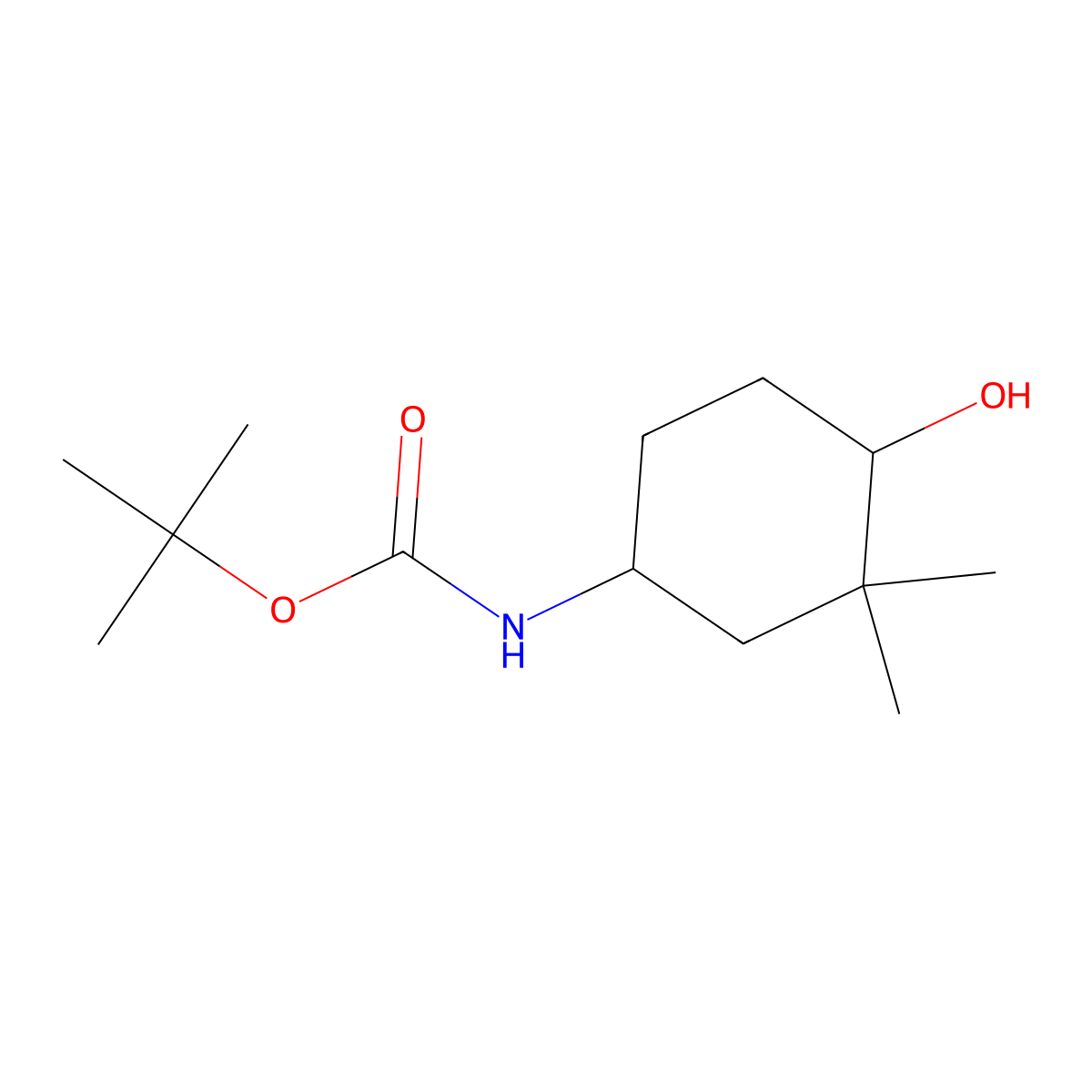tert-butyl N-(4-hydroxy-3,3-dimethylcyclohexyl)carbamate molecular structure, CAS 2408972-47-2