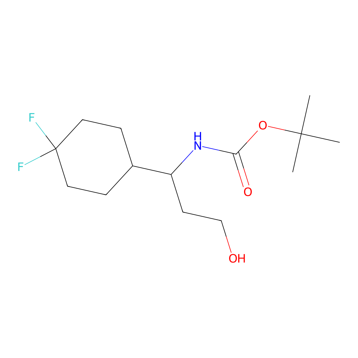 tert-butyl N-[1-(4,4-difluorocyclohexyl)-3-hydroxypropyl]carbamate molecular structure, CAS 2408972-48-3