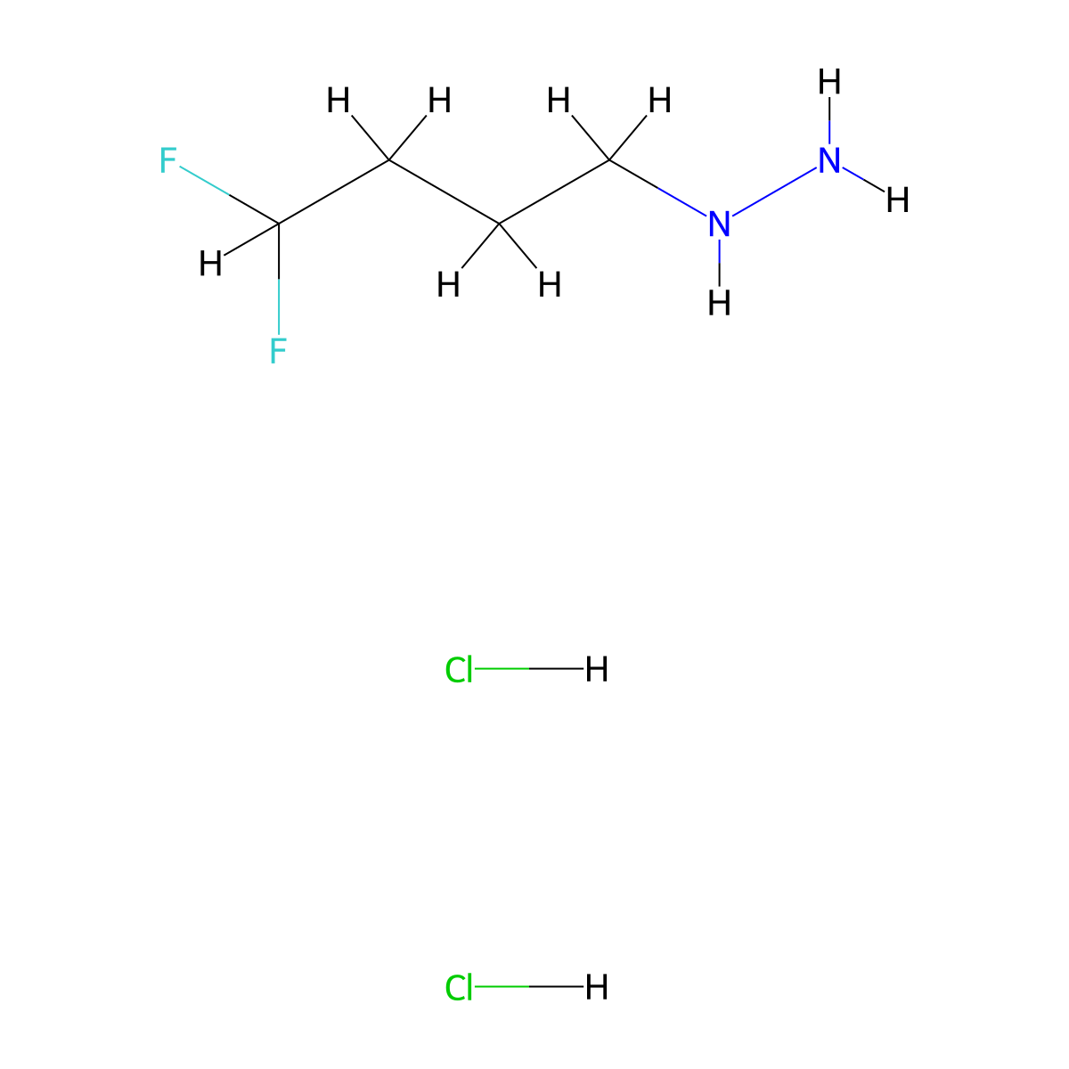 (4,4-Difluorobutyl)hydrazine dihydrochloride molecular structure, CAS 2408972-51-8