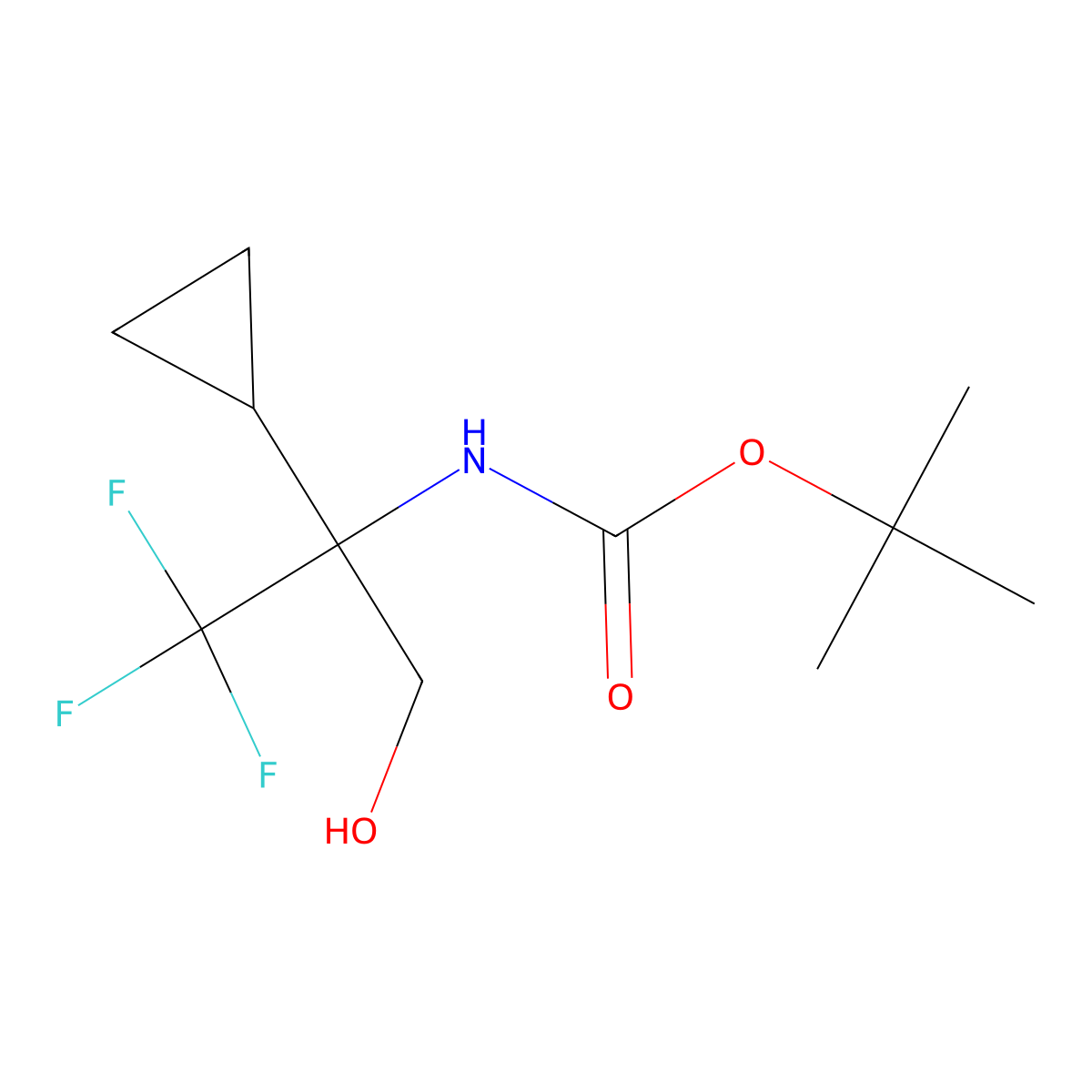 tert-butyl N-(2-cyclopropyl-1,1,1-trifluoro-3-hydroxypropan-2-yl)carbamate molecular structure, CAS 2408972-57-4