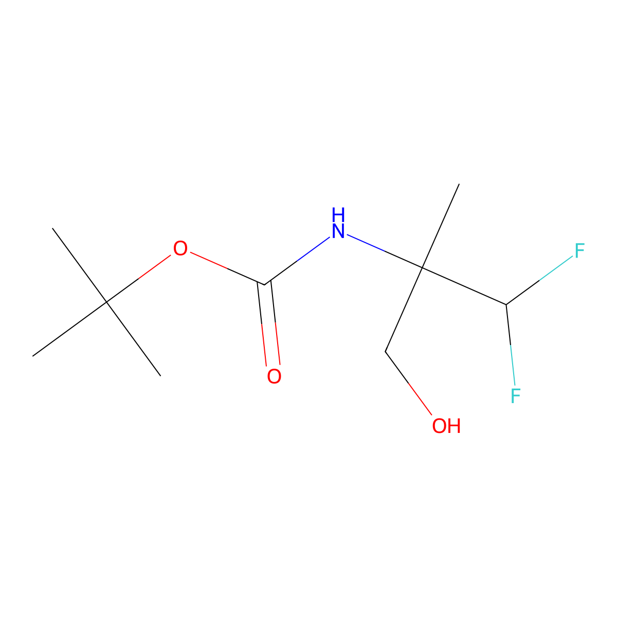 tert-butyl N-(1,1-difluoro-3-hydroxy-2-methylpropan-2-yl)carbamate molecular structure, CAS 2408972-61-0