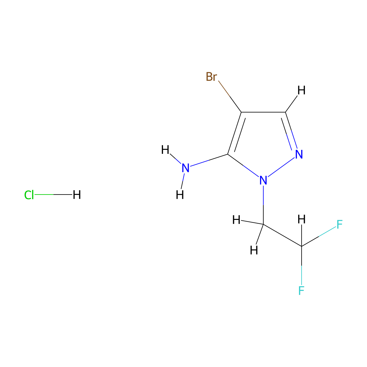 4-bromo-1-(2,2-difluoroethyl)-1H-pyrazol-5-aminehydrochloride molecular structure, CAS 2408972-64-3