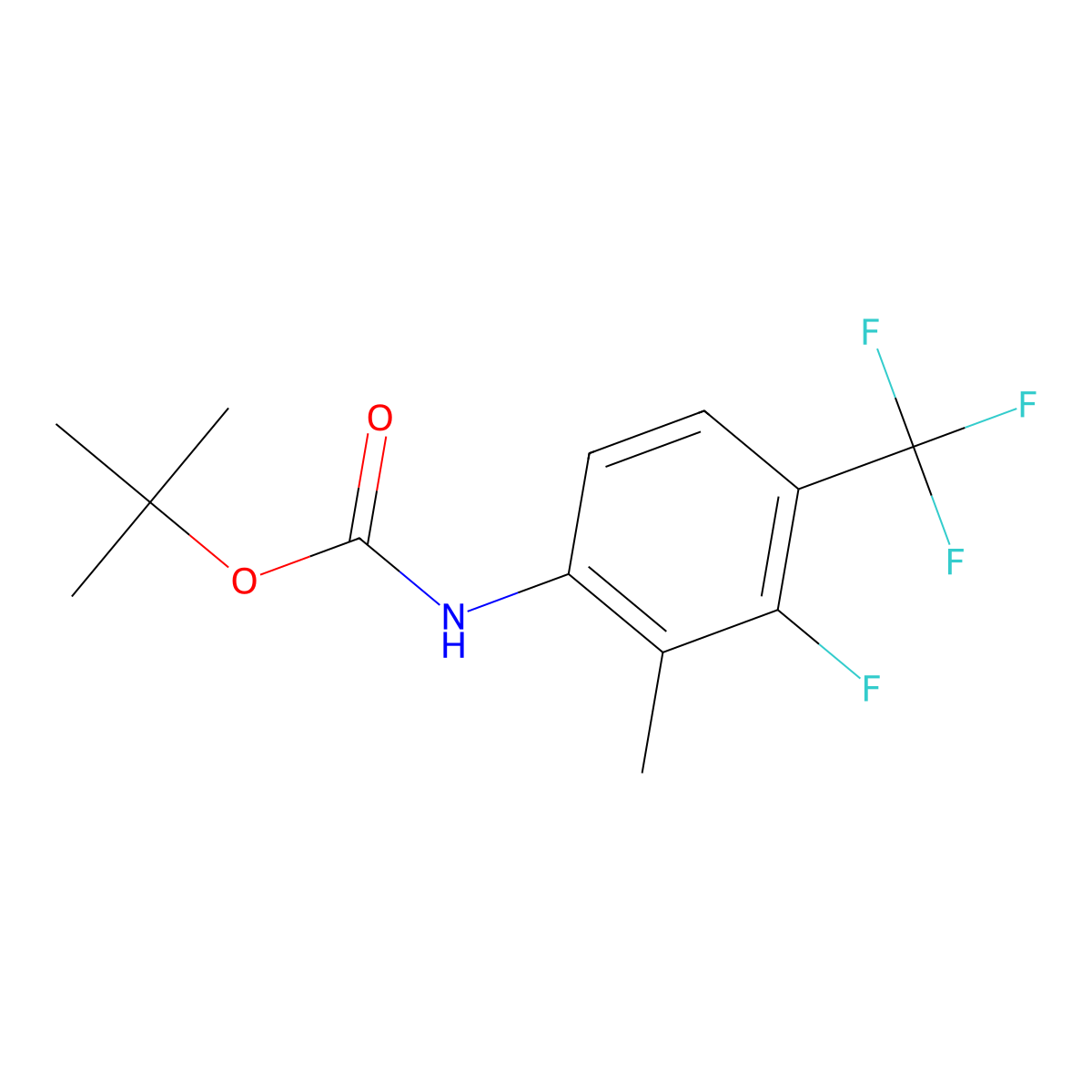 Tert-butyl N-[3-fluoro-2-methyl-4-(trifluoromethyl)phenyl]carbamate molecular structure, CAS 2408972-67-6