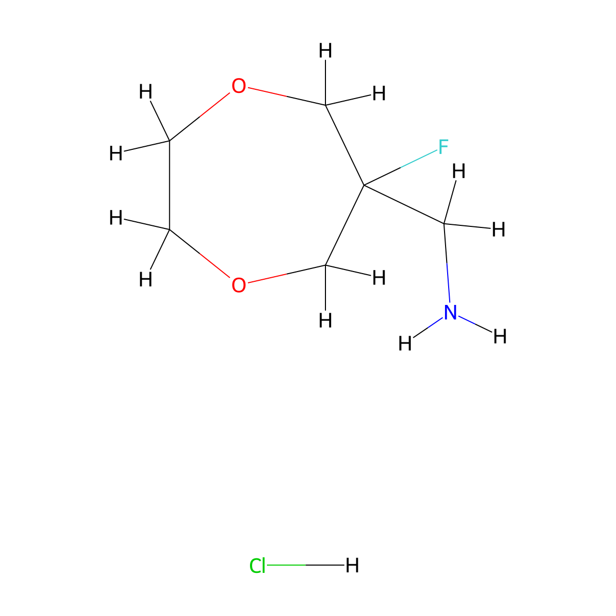 (6-Fluoro-1,4-dioxepan-6-yl)methanamine hydrochloride molecular structure, CAS 2408972-74-5
