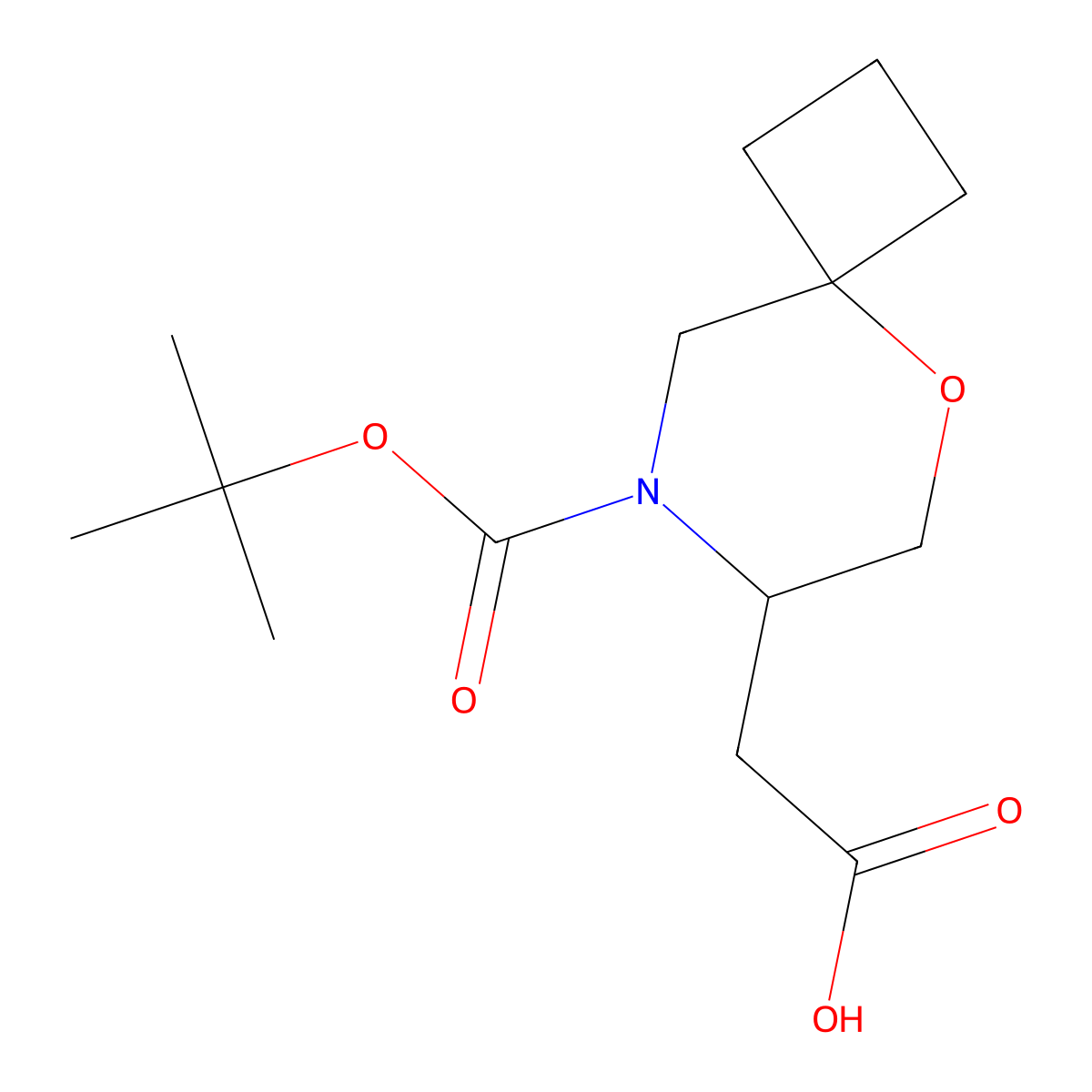 2-(8-((Tert-butoxy)carbonyl)-5-oxa-8-azaspiro(3.5)nonan-7-yl)acetic acid molecular structure, CAS 2408972-75-6
