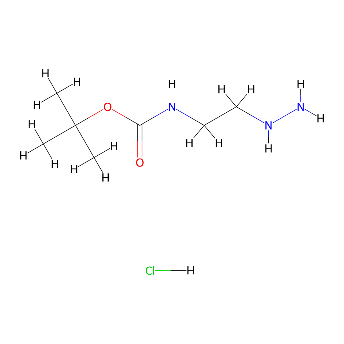 tert-butyl N-(2-hydrazinylethyl)carbamate hydrochloride molecular structure, CAS 2408972-77-8
