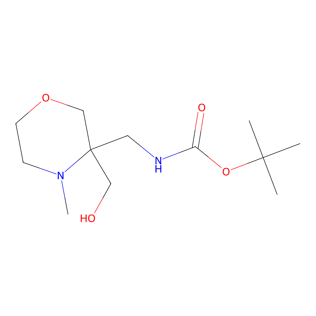 tert-butyl N-{[3-(hydroxymethyl)-4-methylmorpholin-3-yl]methyl}carbamate molecular structure, CAS 2408972-99-4