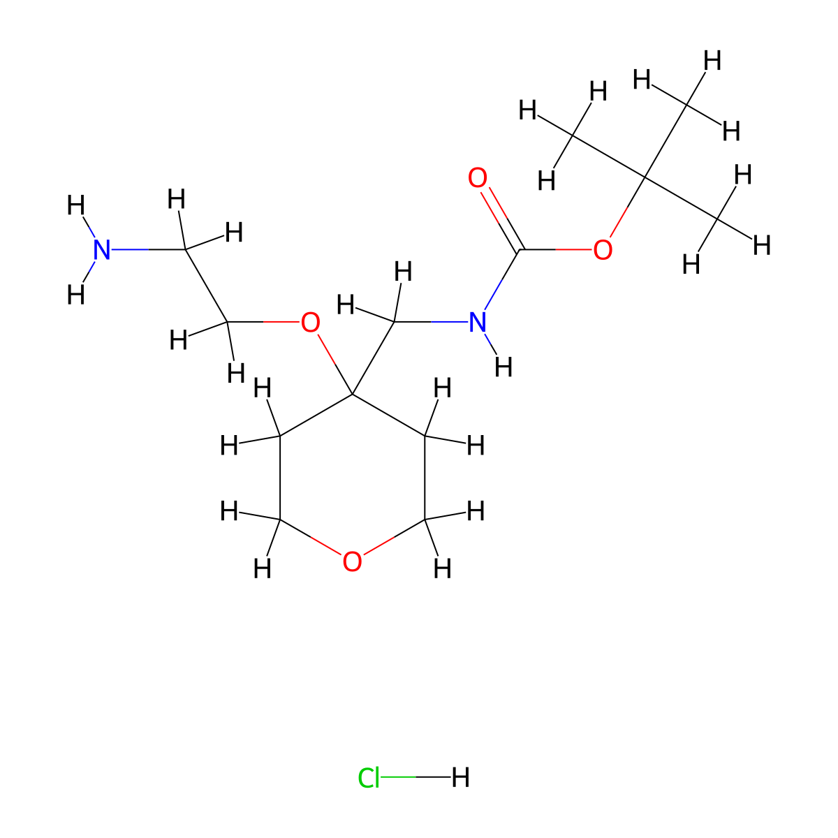 tert-butyl N-{[4-(2-aminoethoxy)oxan-4-yl]methyl}carbamate hydrochloride molecular structure, CAS 2408973-03-3