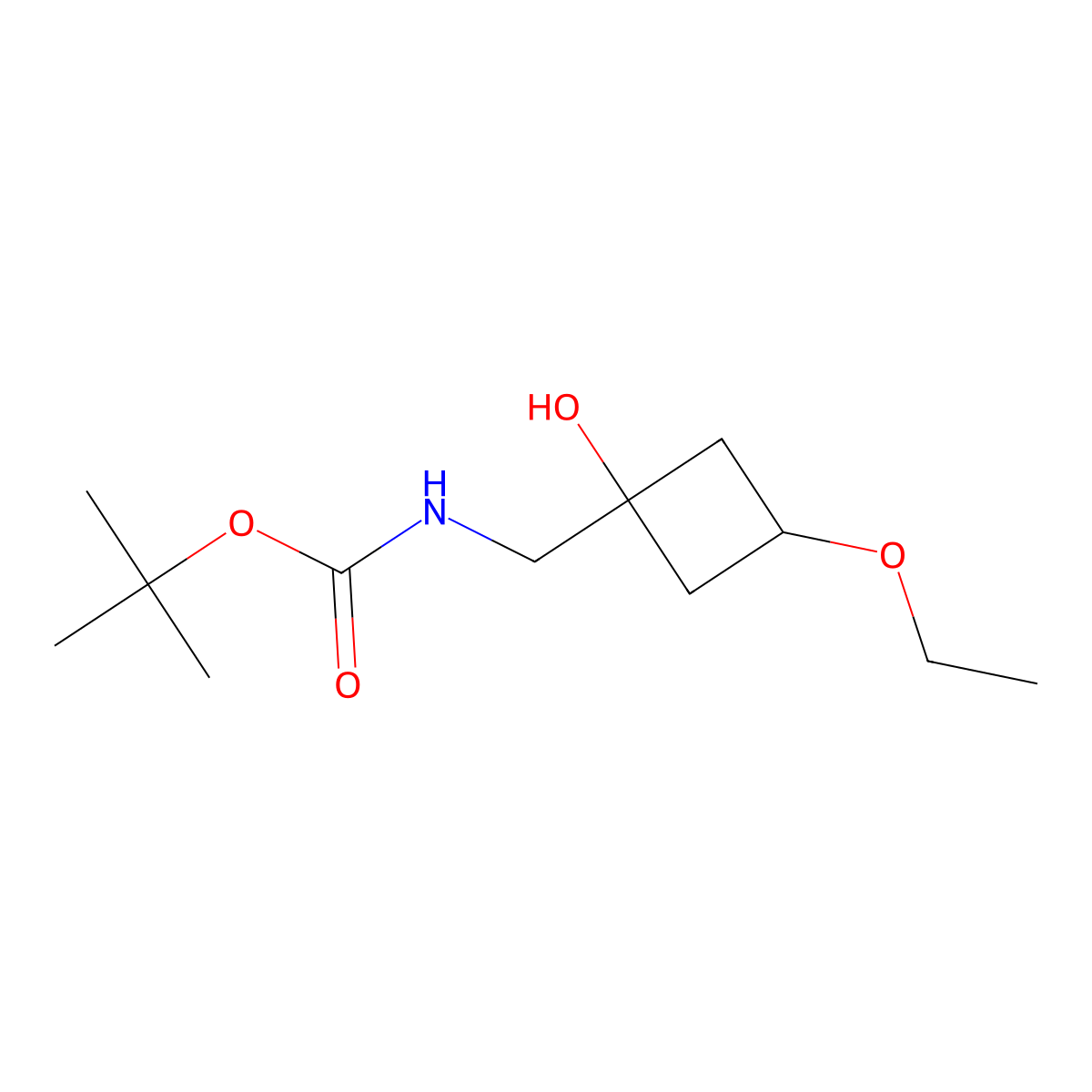 tert-butyl N-[(3-ethoxy-1-hydroxycyclobutyl)methyl]carbamate molecular structure, CAS 2408973-04-4