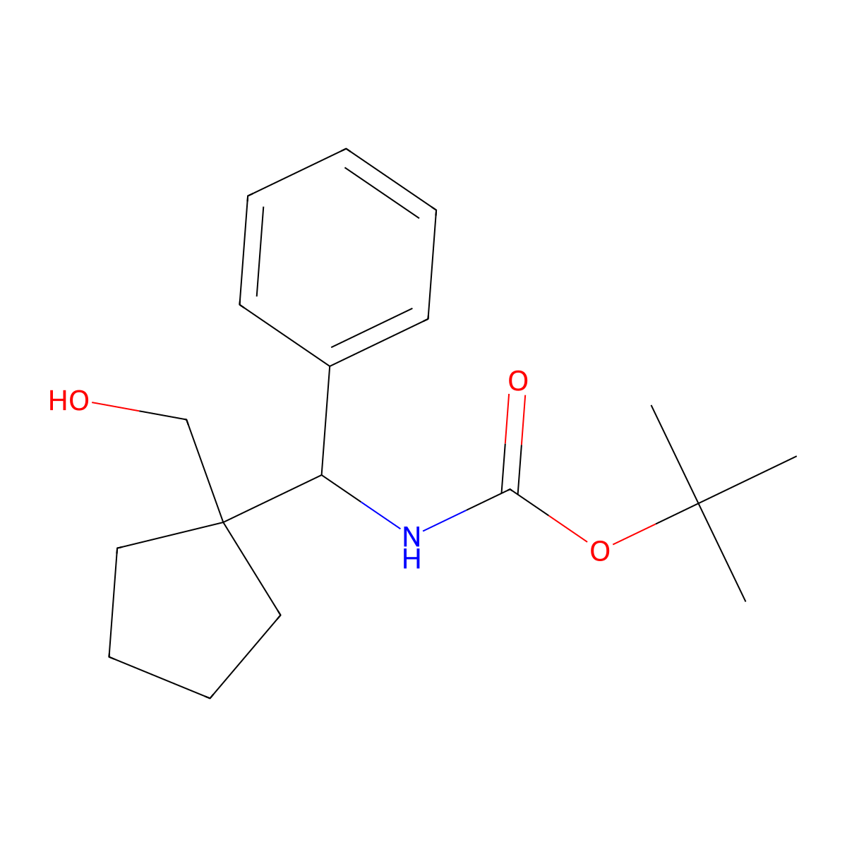 tert-butyl N-{[1-(hydroxymethyl)cyclopentyl](phenyl)methyl}carbamate molecular structure, CAS 2408973-07-7