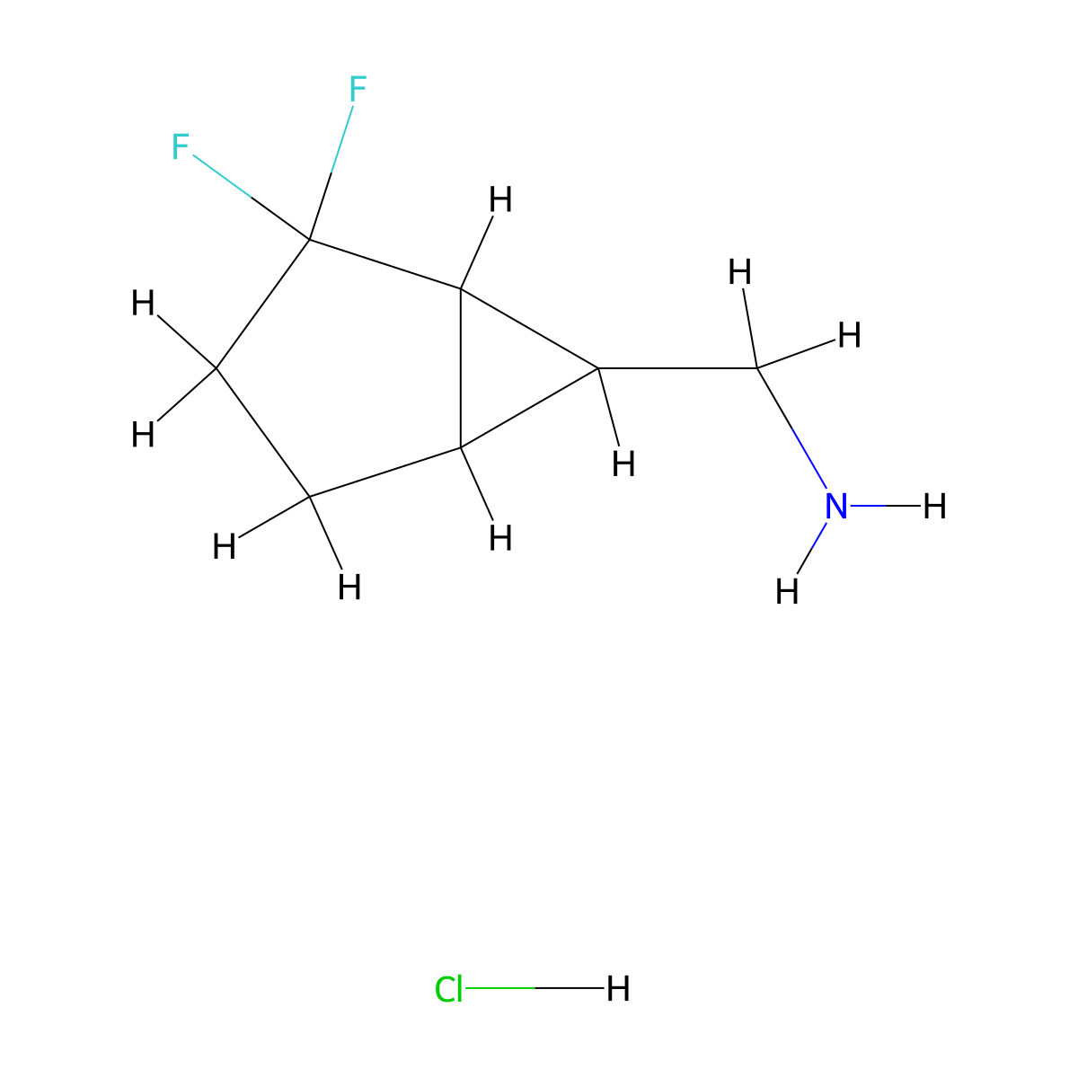 (2,2-Difluoro-6-bicyclo[3.1.0]hexanyl)methanamine;hydrochloride molecular structure, CAS 2408973-16-8