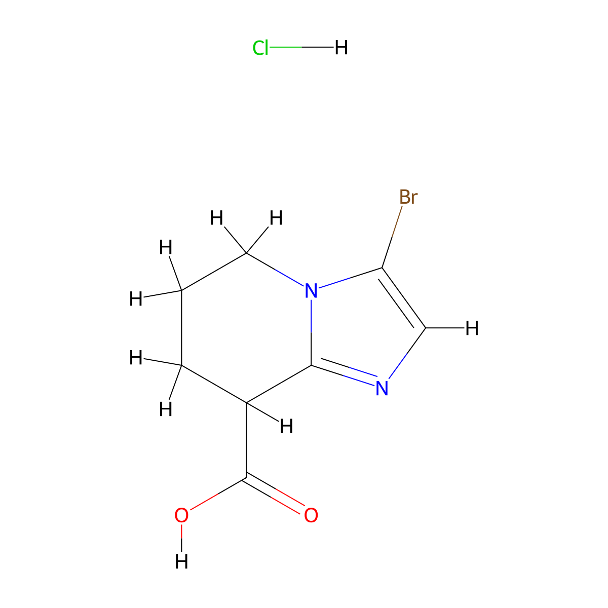 3-bromo-5H,6H,7H,8H-imidazo[1,2-a]pyridine-8-carboxylic acid hydrochloride molecular structure, CAS 2408973-17-9