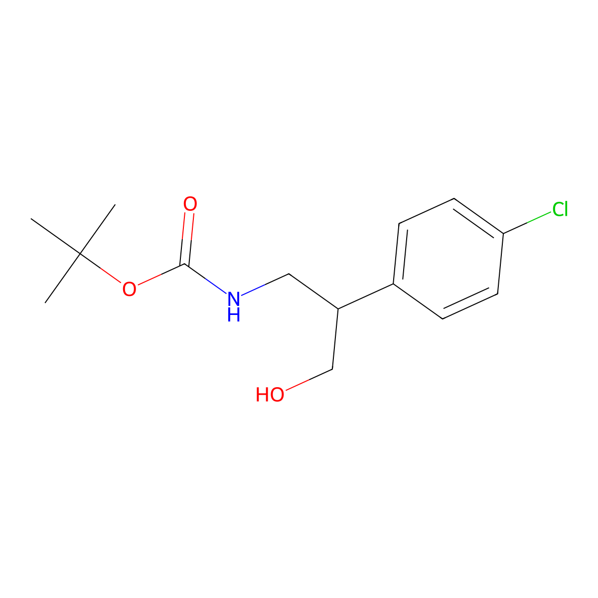 tert-butyl N-[2-(4-chlorophenyl)-3-hydroxypropyl]carbamate molecular structure, CAS 2408973-21-5