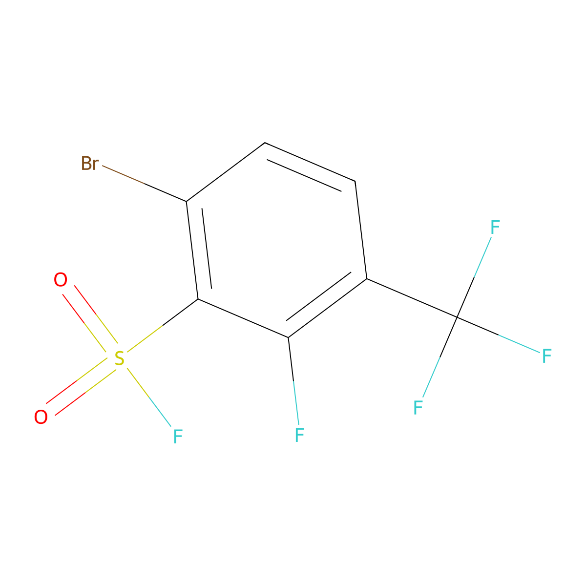 6-Bromo-2-fluoro-3-(trifluoromethyl)benzene-1-sulfonylfluoride molecular structure, CAS 2408973-22-6