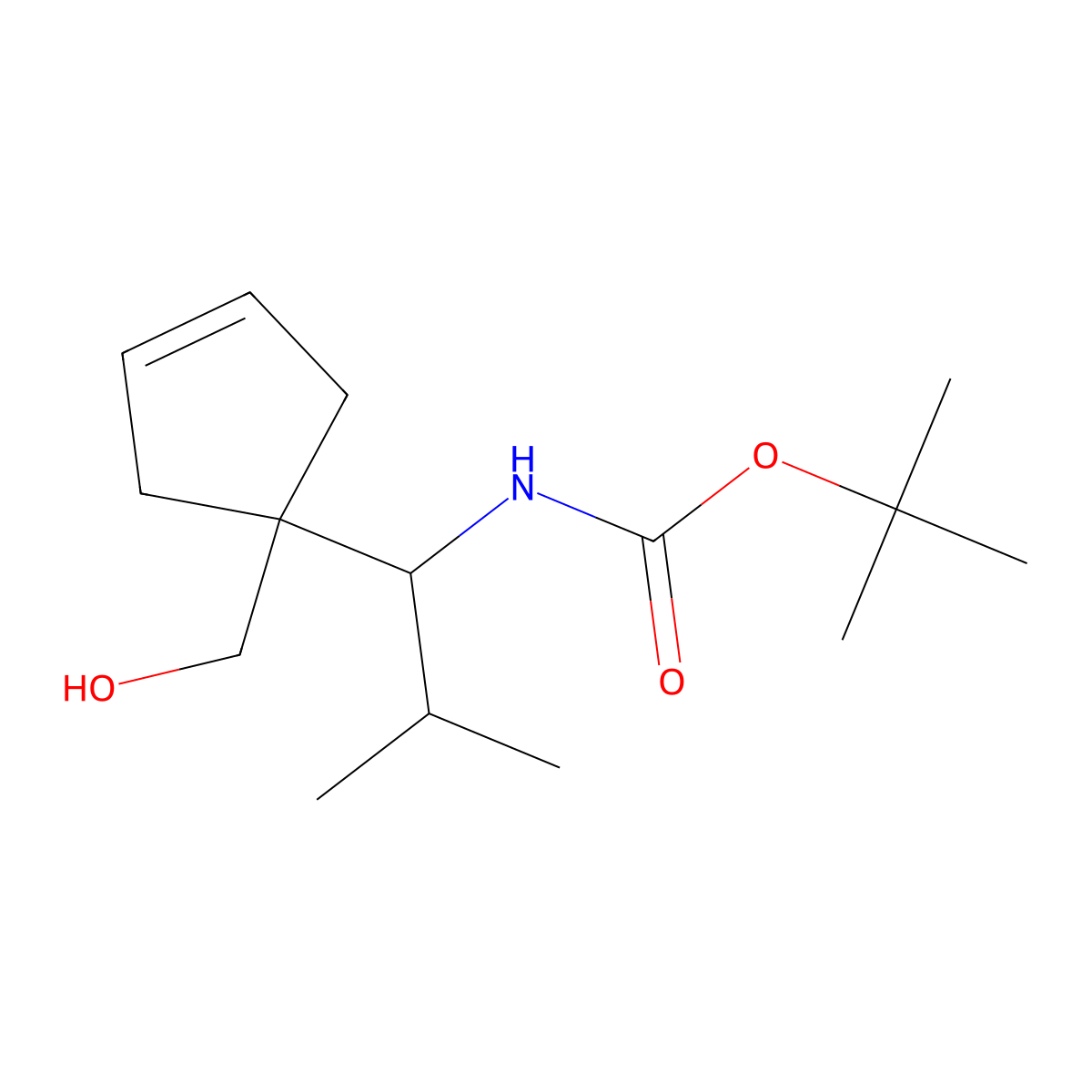 tert-butyl N-{1-[1-(hydroxymethyl)cyclopent-3-en-1-yl]-2-methylpropyl}carbamate molecular structure, CAS 2408973-24-8