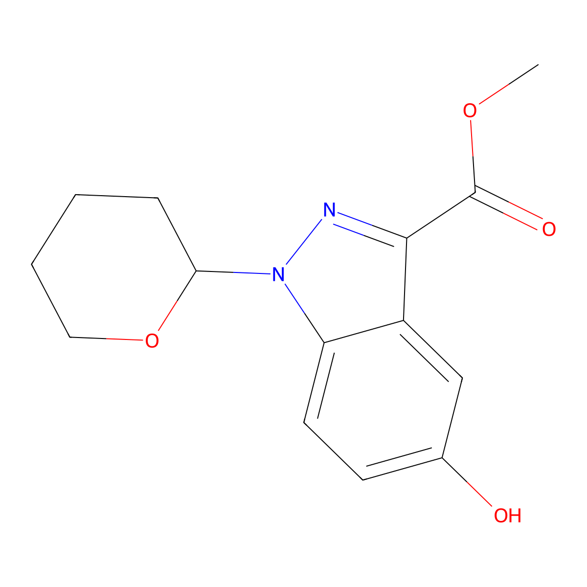 methyl 5-hydroxy-1-(oxan-2-yl)-1H-indazole-3-carboxylate molecular structure, CAS 2408973-88-4