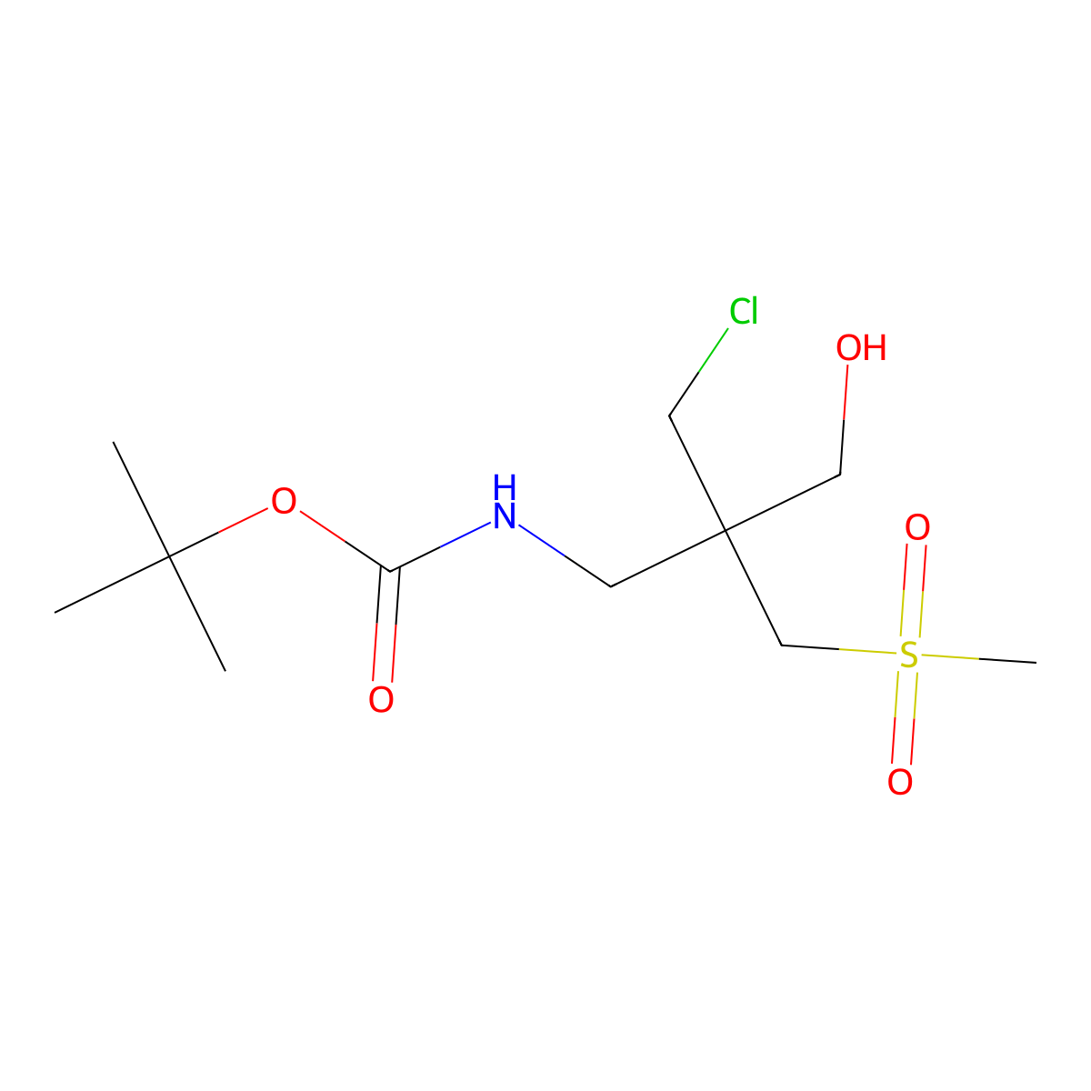 tert-butyl N-[2-(chloromethyl)-3-hydroxy-2-(methanesulfonylmethyl)propyl]carbamate molecular structure, CAS 2408974-03-6