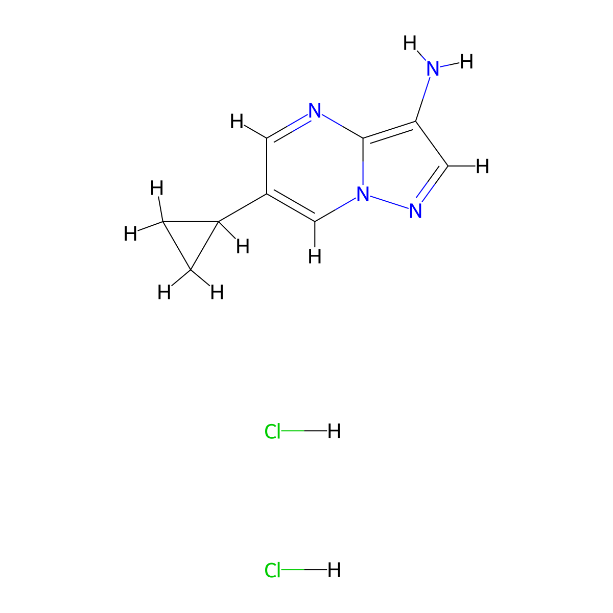 6-Cyclopropylpyrazolo[1,5-a]pyrimidin-3-amine dihydrochloride molecular structure, CAS 2408974-10-5