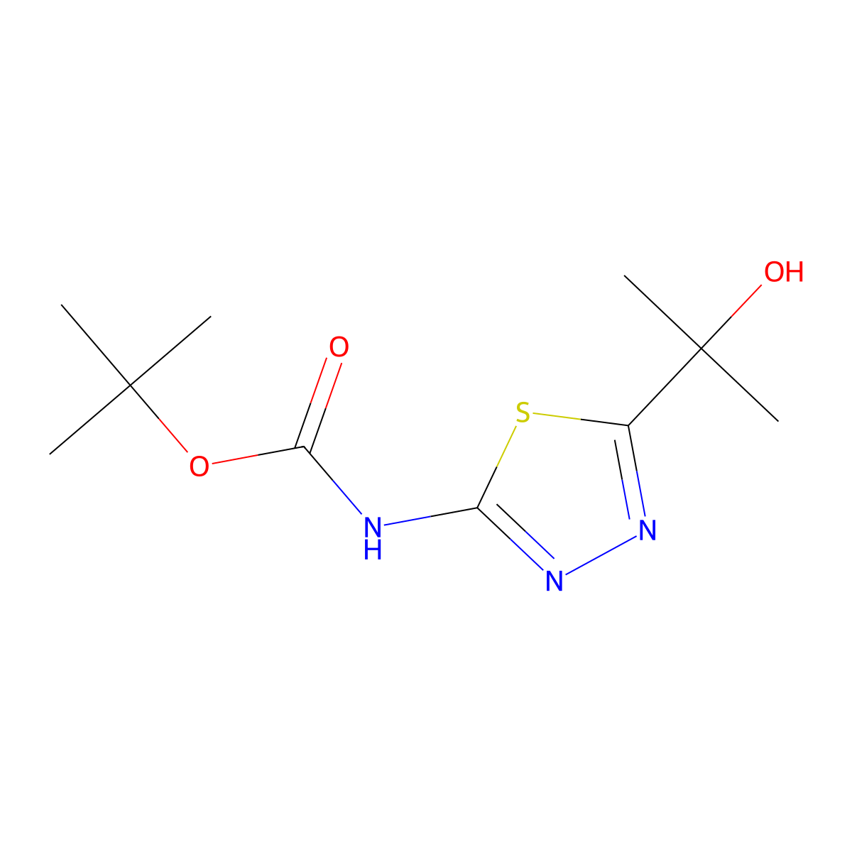 tert-butyl N-[5-(2-hydroxypropan-2-yl)-1,3,4-thiadiazol-2-yl]carbamate molecular structure, CAS 2408974-11-6