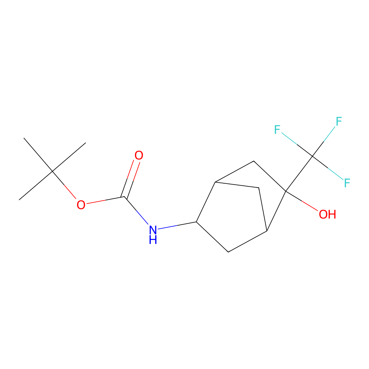 tert-butyl N-[5-hydroxy-5-(trifluoromethyl)bicyclo[2.2.1]heptan-2-yl]carbamate molecular structure, CAS 2408974-12-7