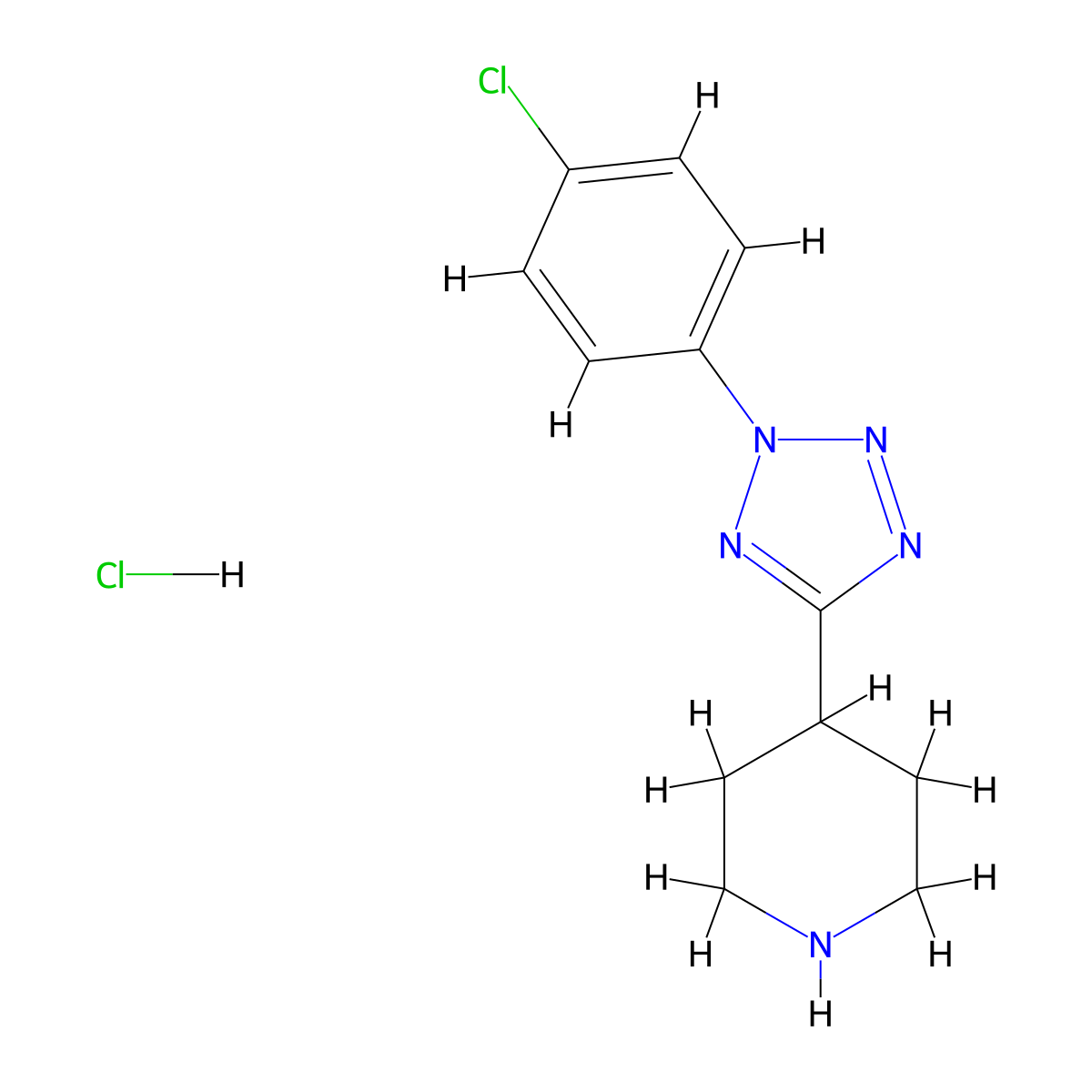 4-[2-(4-Chlorophenyl)tetrazol-5-yl]piperidine;hydrochloride molecular structure, CAS 2408974-15-0