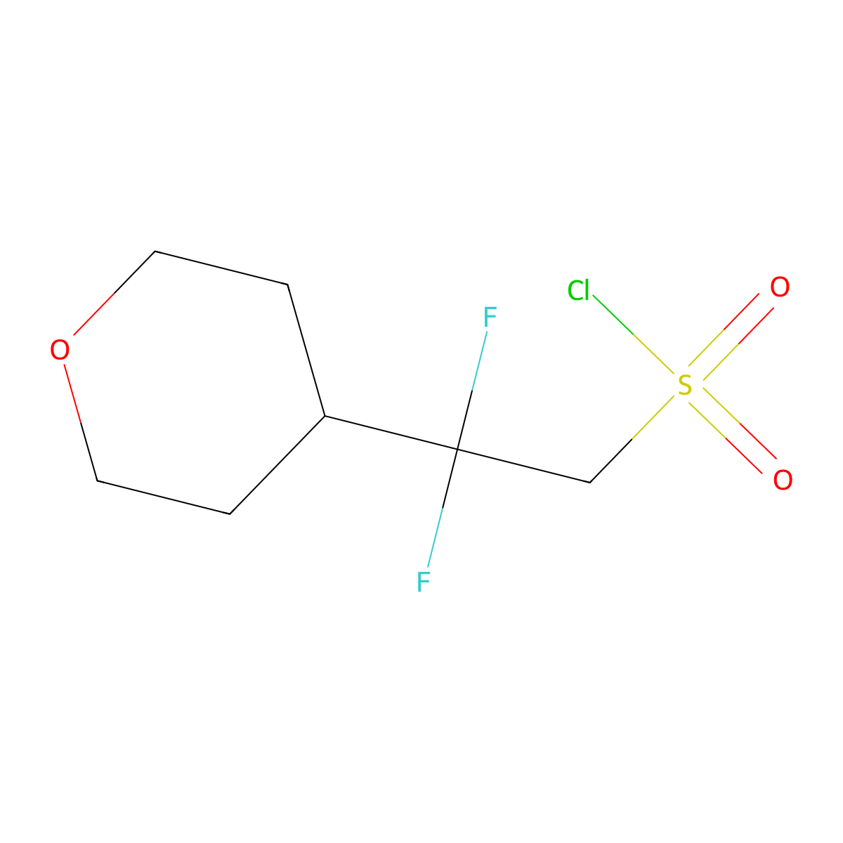 2,2-Difluoro-2-(oxan-4-yl)ethane-1-sulfonylchloride molecular structure, CAS 2408974-23-0