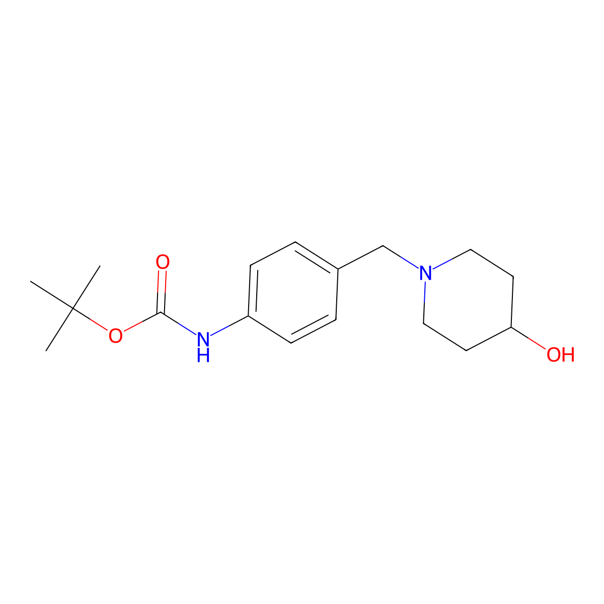 tert-butyl N-{4-[(4-hydroxypiperidin-1-yl)methyl]phenyl}carbamate molecular structure, CAS 2408974-30-9