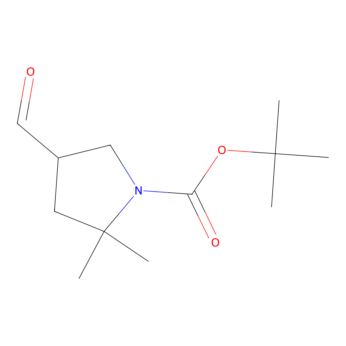 Tert-butyl 4-formyl-2,2-dimethylpyrrolidine-1-carboxylate molecular structure, CAS 2408974-32-1
