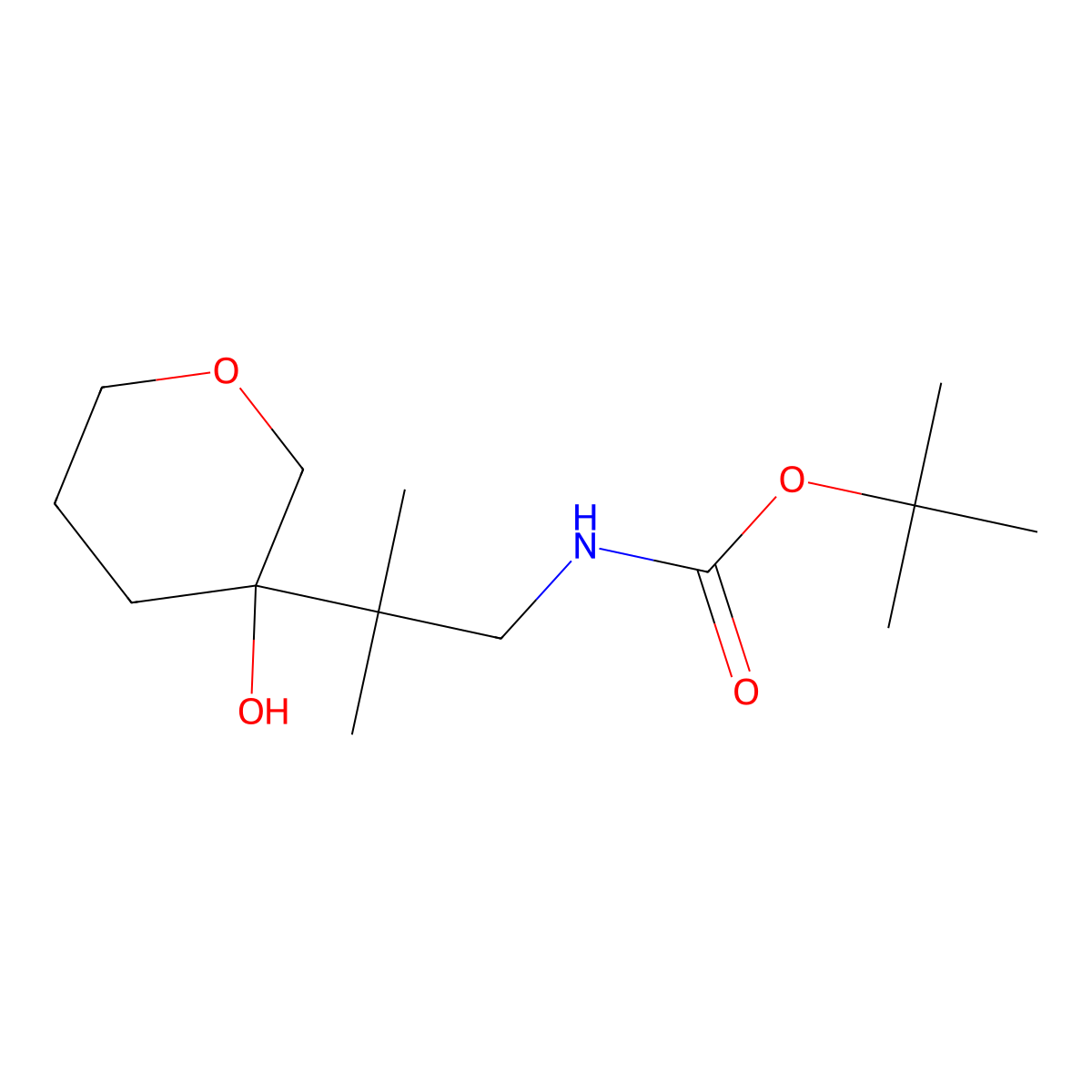 tert-butyl N-[2-(3-hydroxyoxan-3-yl)-2-methylpropyl]carbamate molecular structure, CAS 2408974-34-3