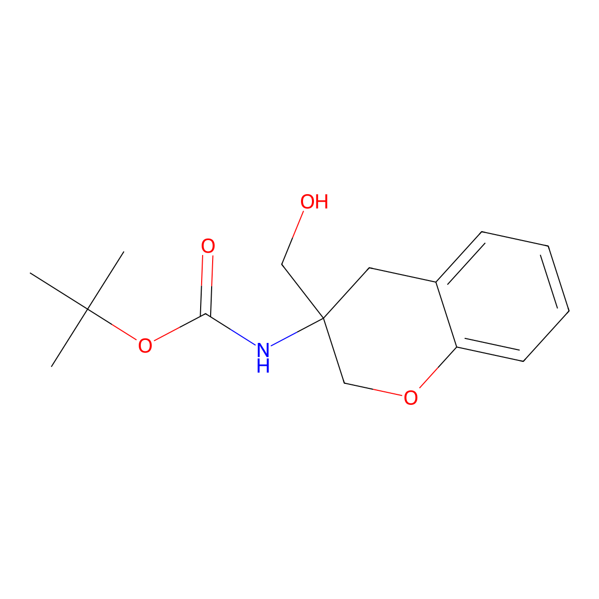 tert-butyl N-[3-(hydroxymethyl)-3,4-dihydro-2H-1-benzopyran-3-yl]carbamate molecular structure, CAS 2408974-36-5