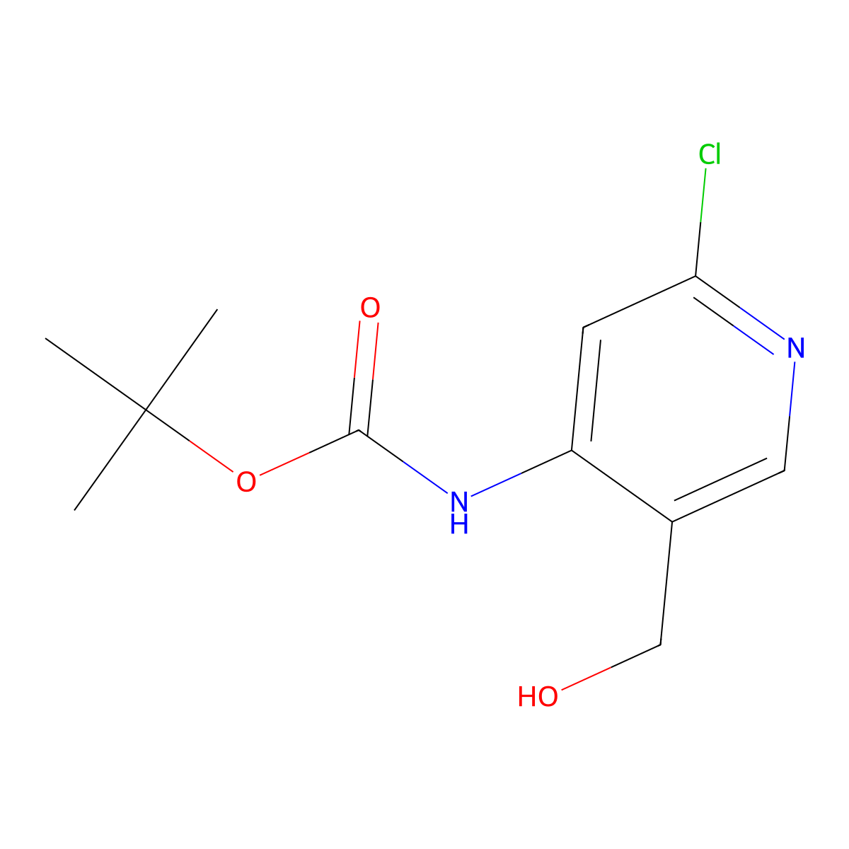 tert-butyl N-[2-chloro-5-(hydroxymethyl)pyridin-4-yl]carbamate molecular structure, CAS 2408974-38-7