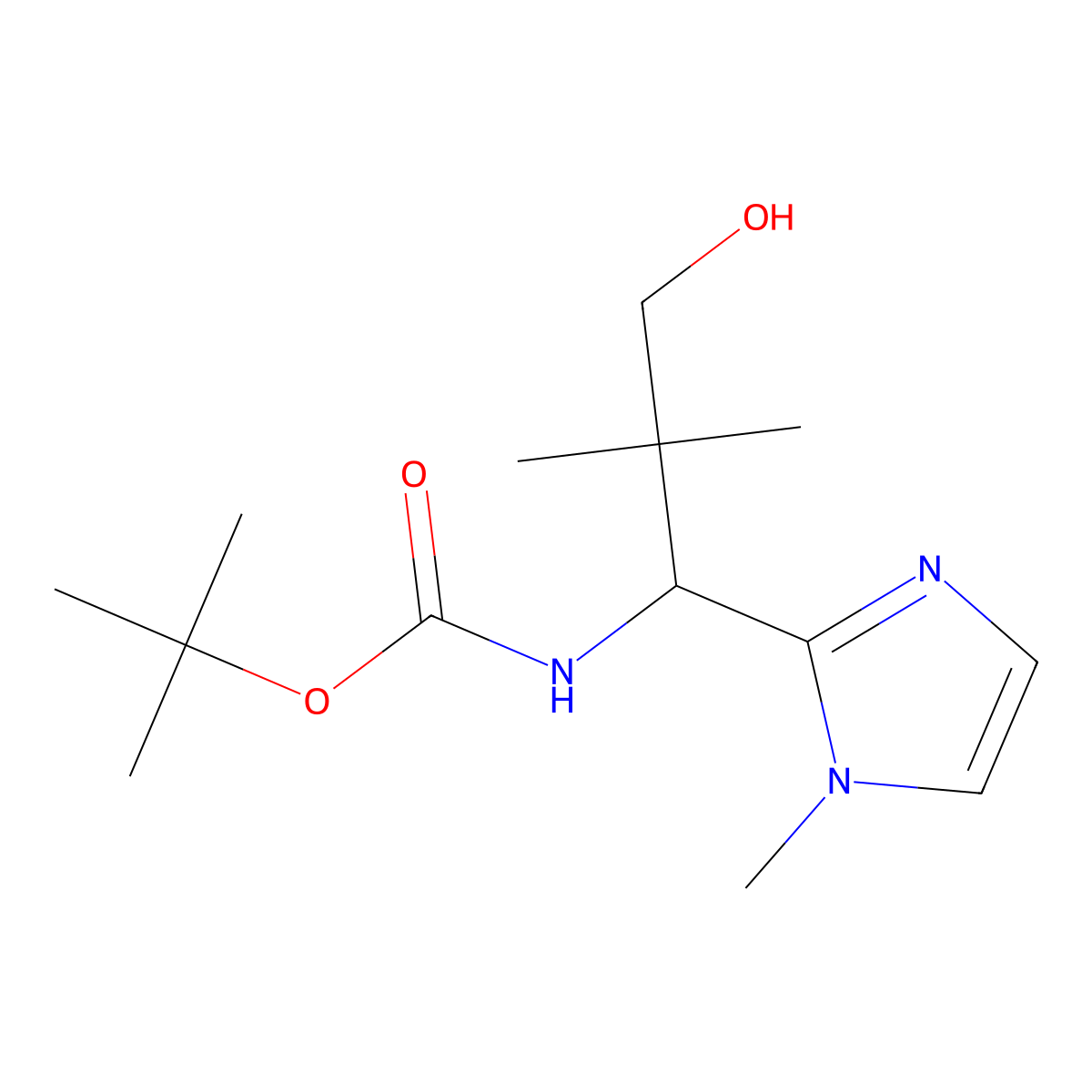 tert-butyl N-[3-hydroxy-2,2-dimethyl-1-(1-methyl-1H-imidazol-2-yl)propyl]carbamate molecular structure, CAS 2408974-40-1