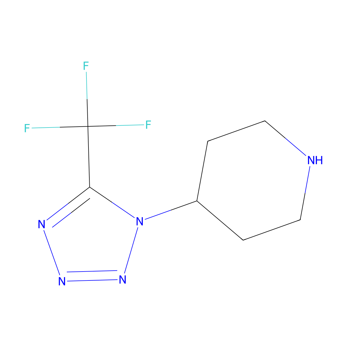 4-[5-(trifluoromethyl)-1H-1,2,3,4-tetrazol-1-yl]piperidine molecular structure, CAS 2408974-50-3