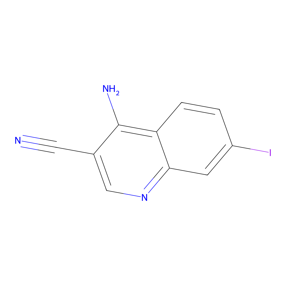 4-Amino-7-iodoquinoline-3-carbonitrile molecular structure, CAS 2408974-53-6