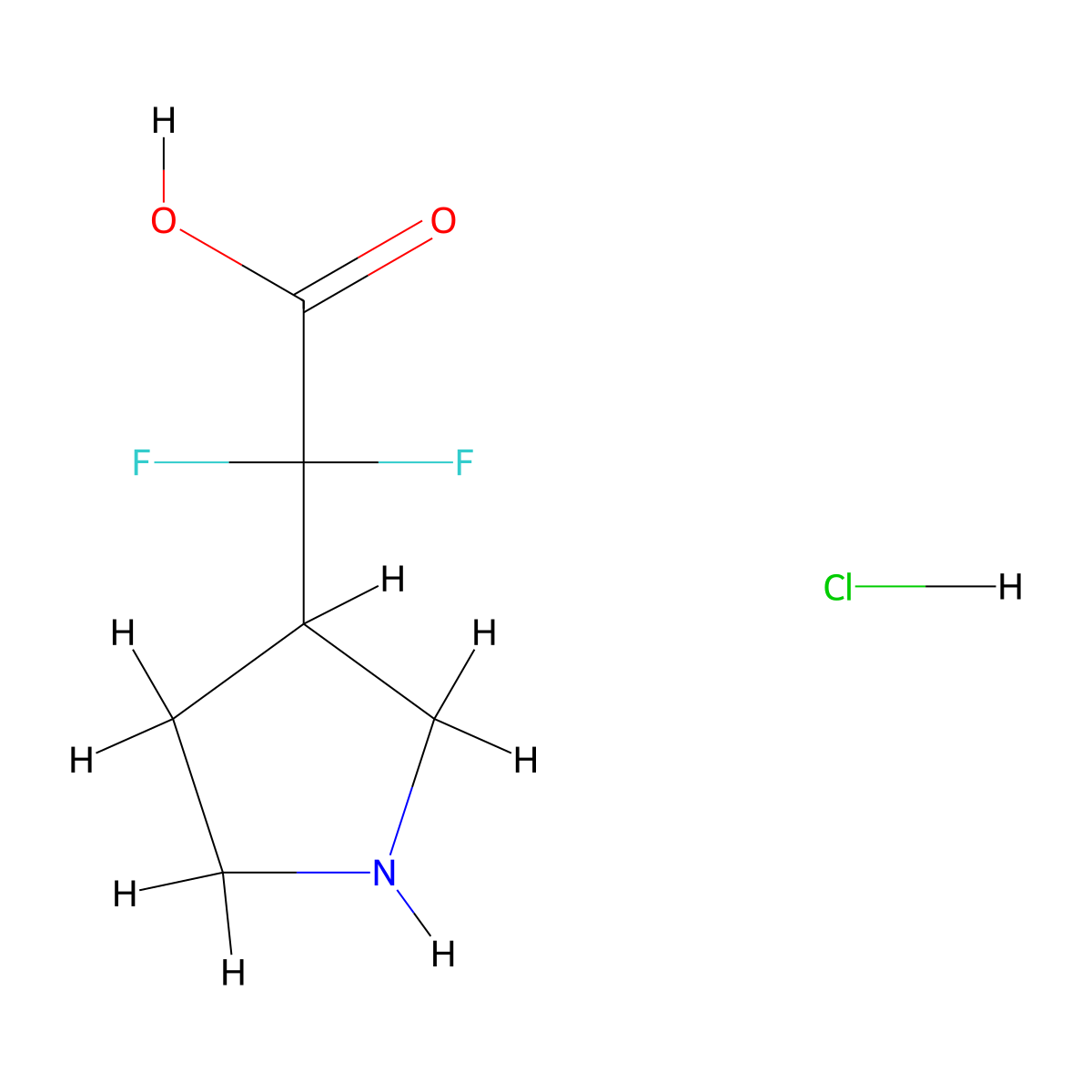 2,2-Difluoro-2-(pyrrolidin-3-yl)acetic acid hydrochloride molecular structure, CAS 2408974-55-8