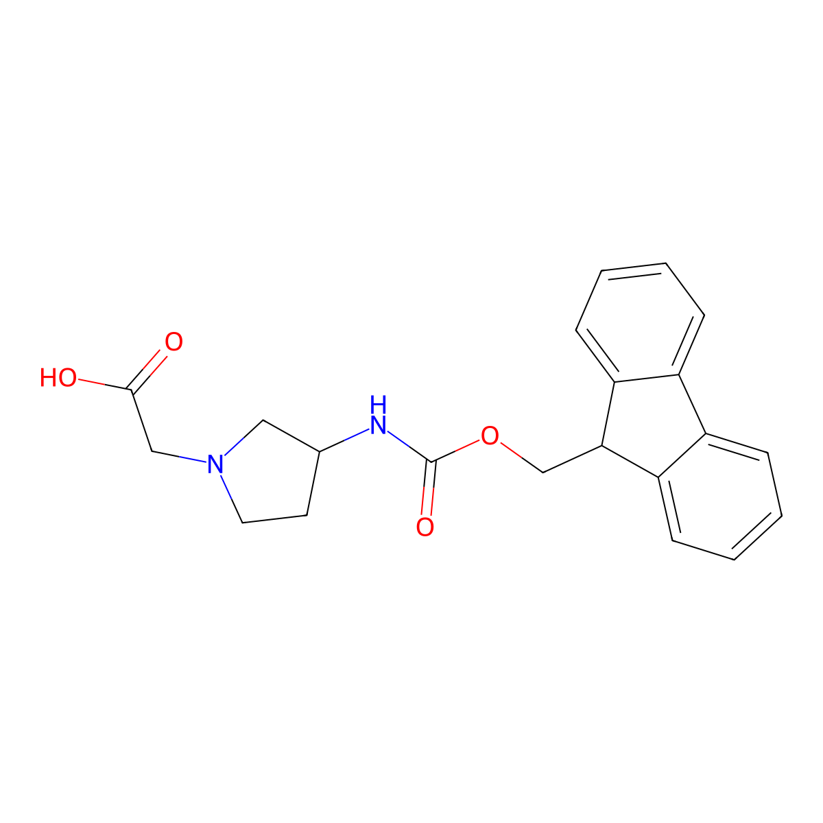 2-[3-({[(9H-fluoren-9-yl)methoxy]carbonyl}amino)pyrrolidin-1-yl]acetic acid molecular structure, CAS 2408974-60-5