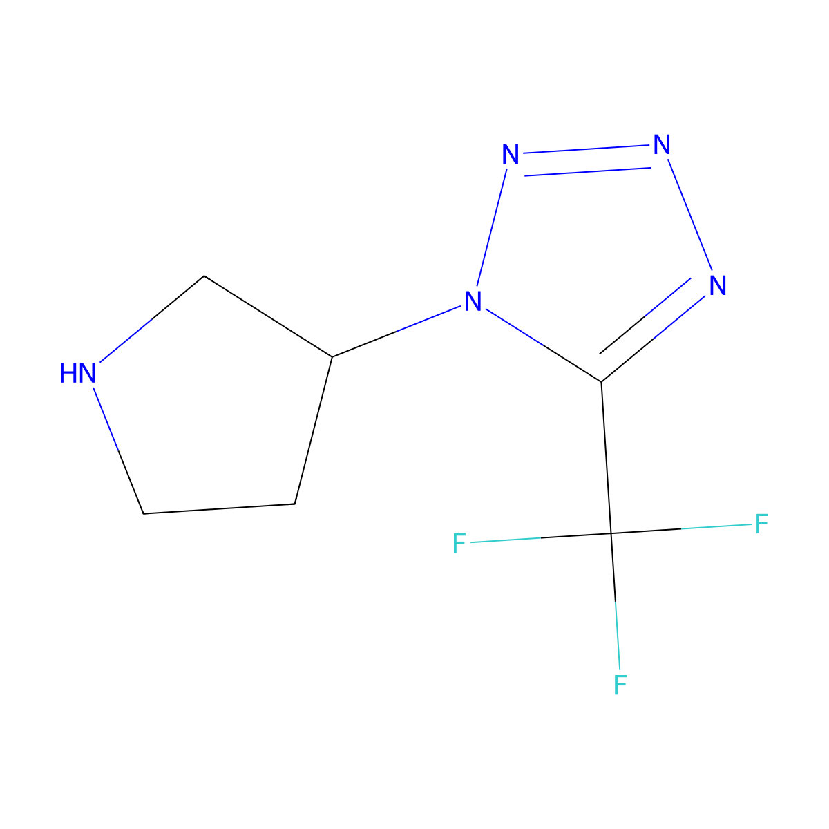 1-(pyrrolidin-3-yl)-5-(trifluoromethyl)-1H-1,2,3,4-tetrazole molecular structure, CAS 2408974-65-0