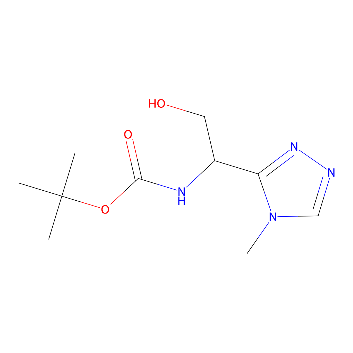 tert-butyl N-[2-hydroxy-1-(4-methyl-4H-1,2,4-triazol-3-yl)ethyl]carbamate molecular structure, CAS 2408974-70-7