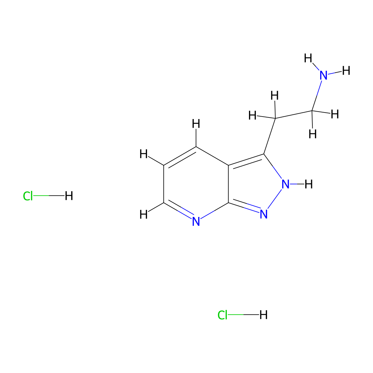 2-{1H-pyrazolo[3,4-b]pyridin-3-yl}ethan-1-amine dihydrochloride molecular structure, CAS 2408974-71-8